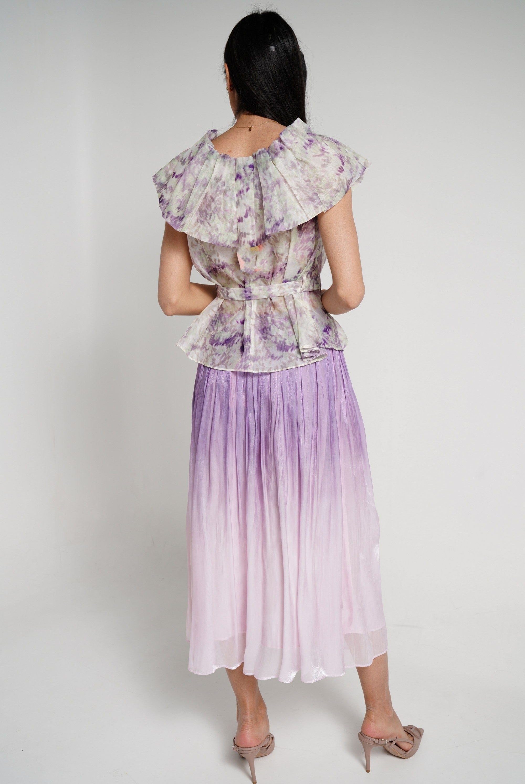 نتشي تنورة ميدي نسائية شيفون نفش