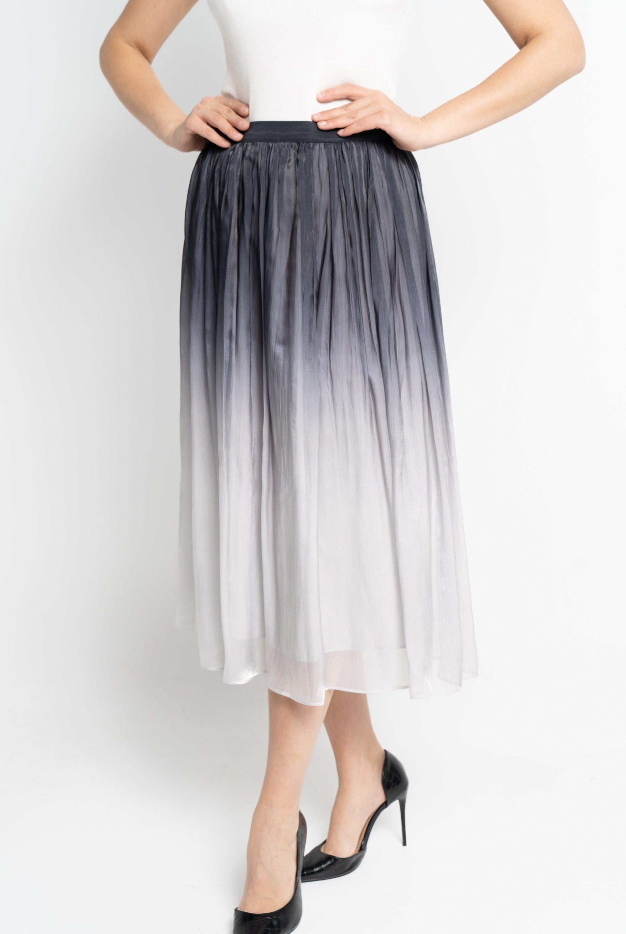 نتشي تنورة ميدي نسائية شيفون نفش