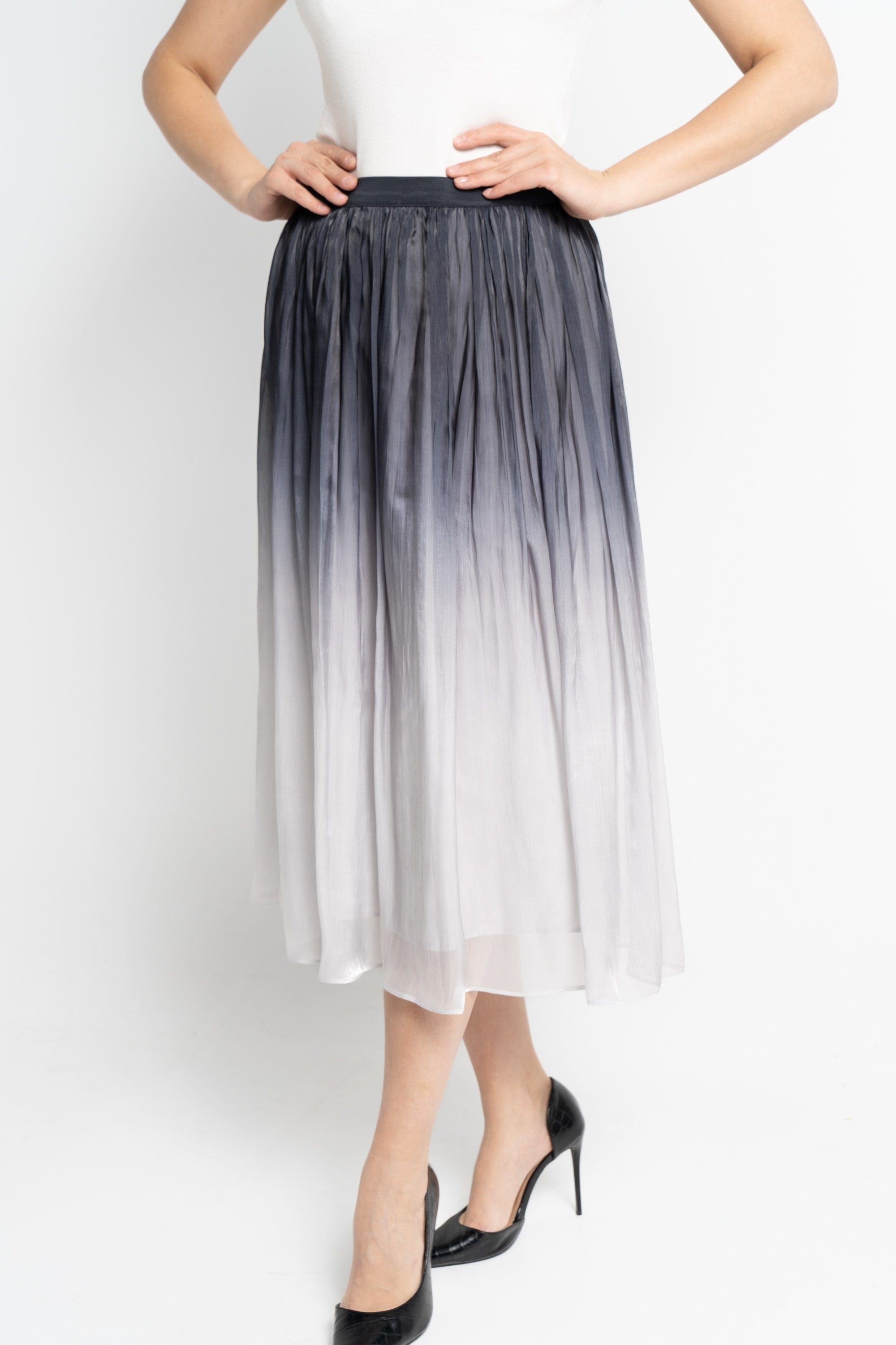 نتشي تنورة ميدي نسائية شيفون نفش