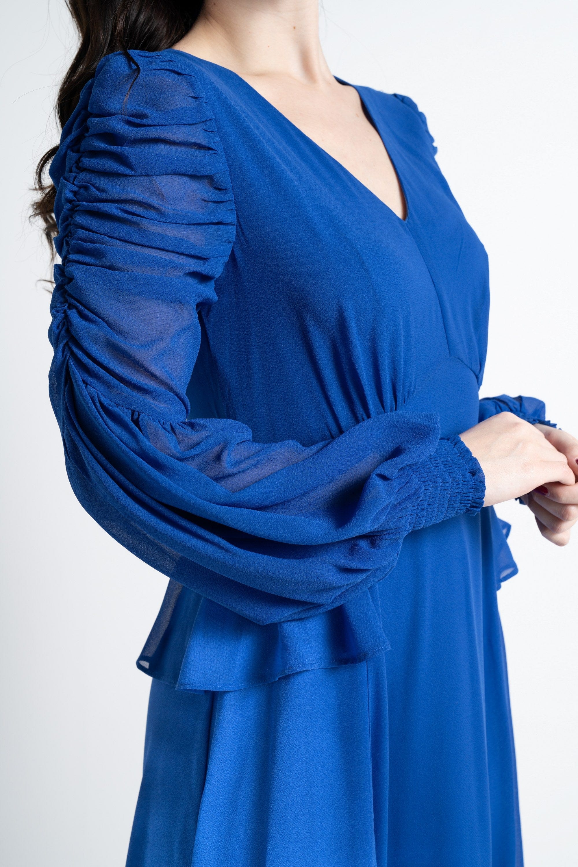 نتشي فستان ماكسي بأكمام طويلة سادة مخصرة نسائي