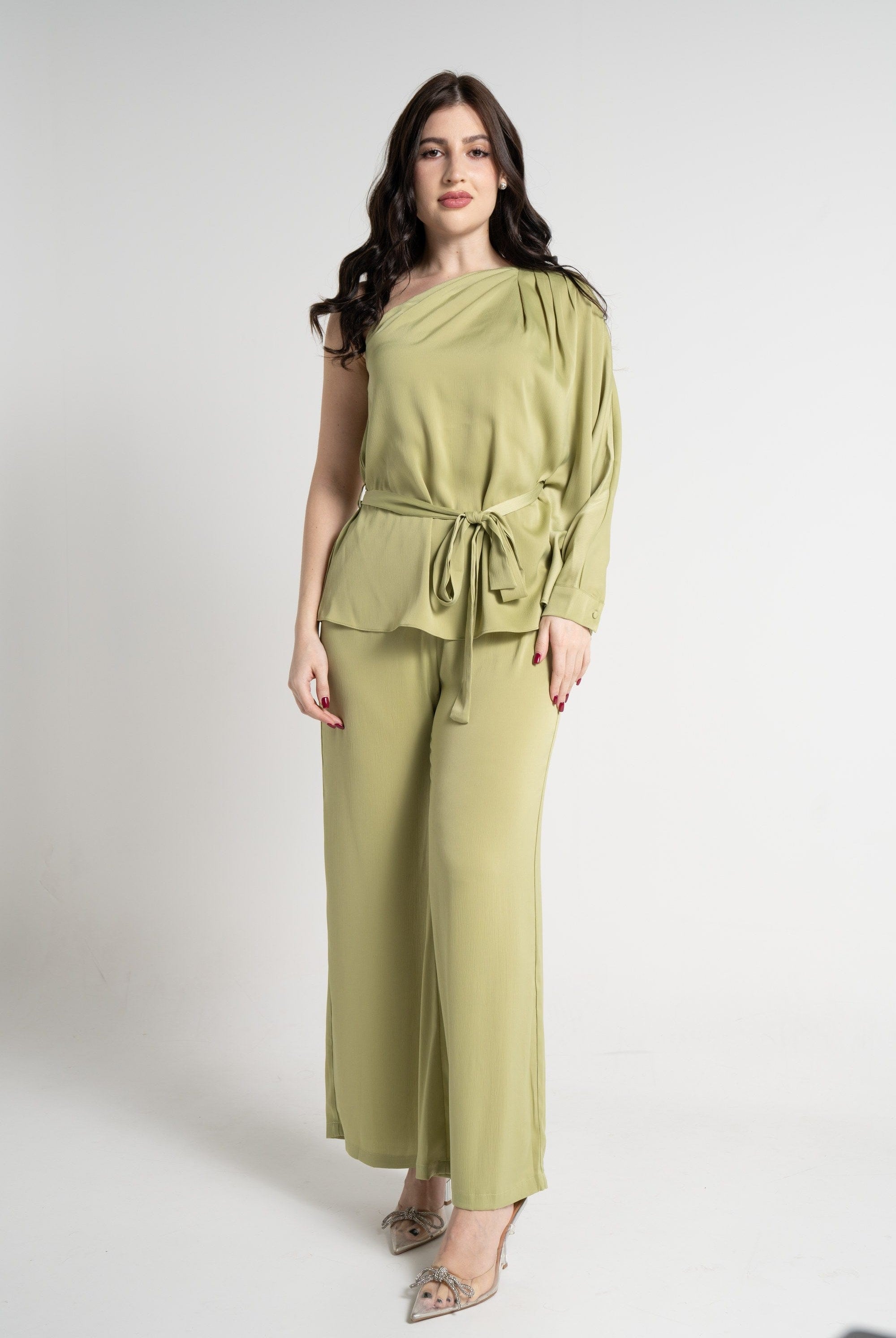 نتشي بنطلون طويل سادة واسع نسائي