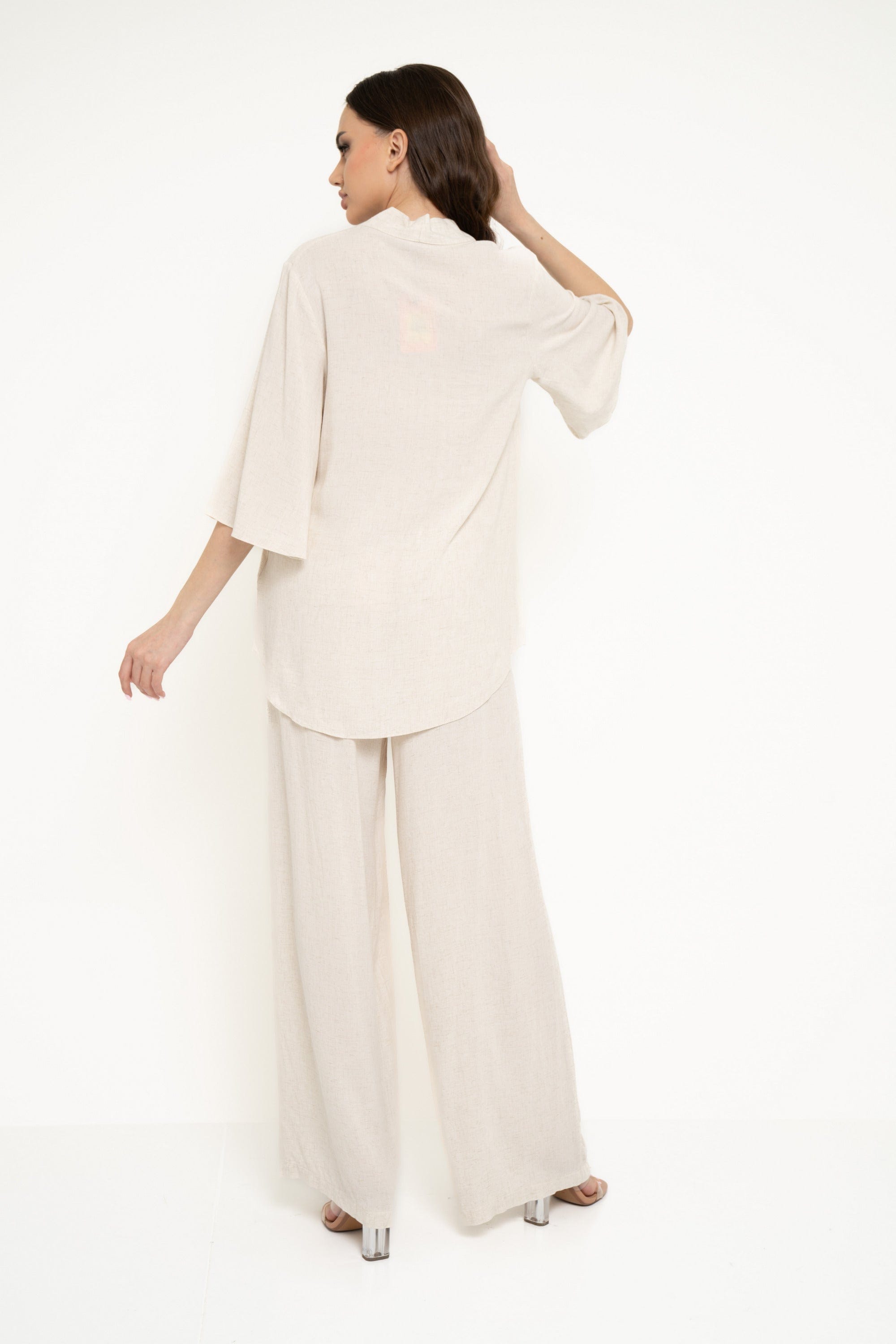 نتشي بلوزة سادة واسعة 3/4 كم نسائي