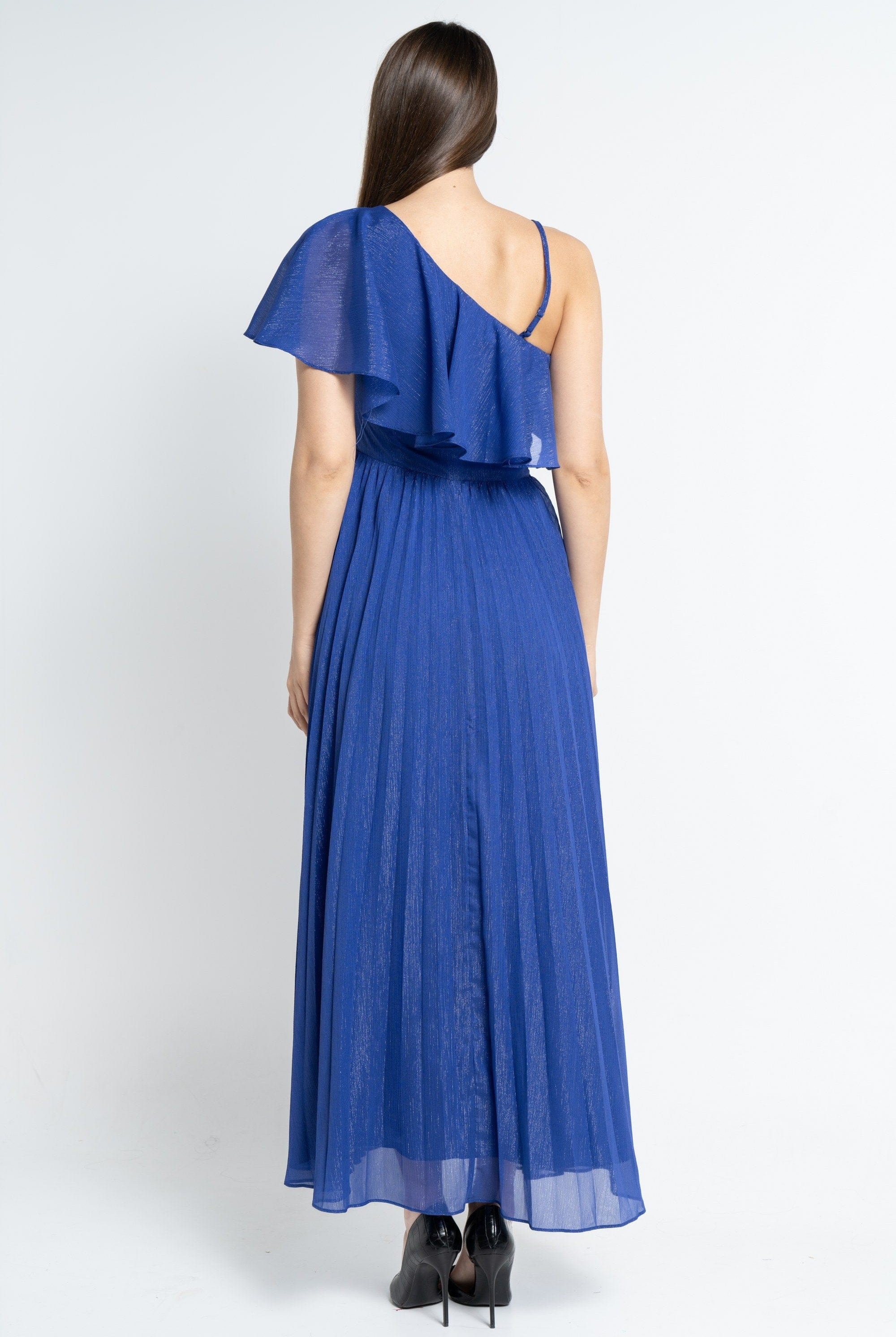 نتشي فستان ماكسي بأكمام قصيرة اوف شولدر بلميع