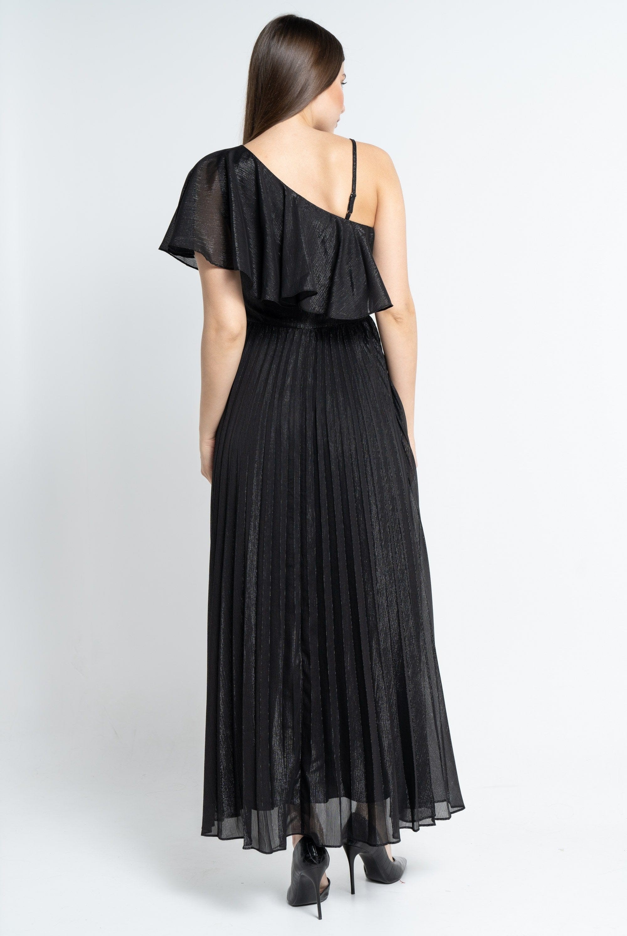 نتشي فستان ماكسي بأكمام قصيرة اوف شولدر بلميع