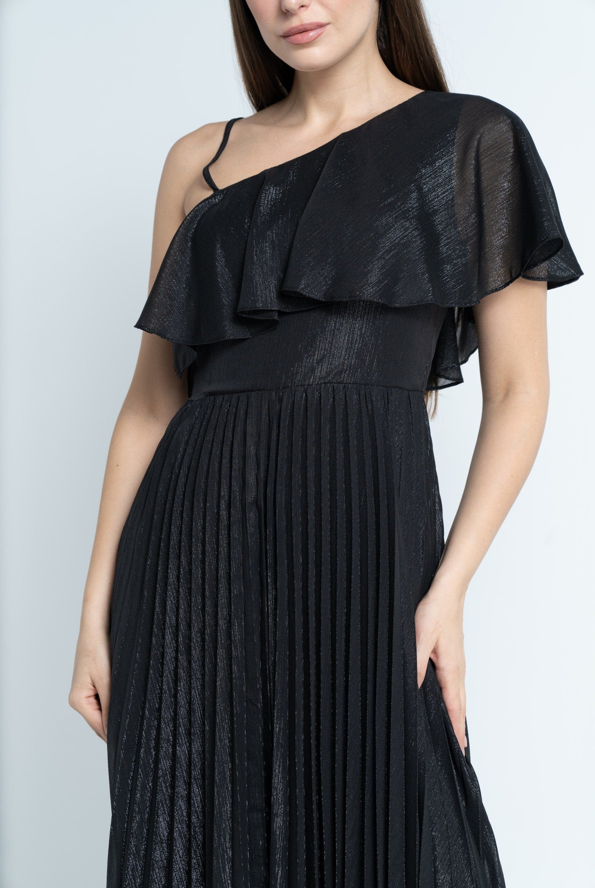 نتشي فستان ماكسي بأكمام قصيرة اوف شولدر بلميع