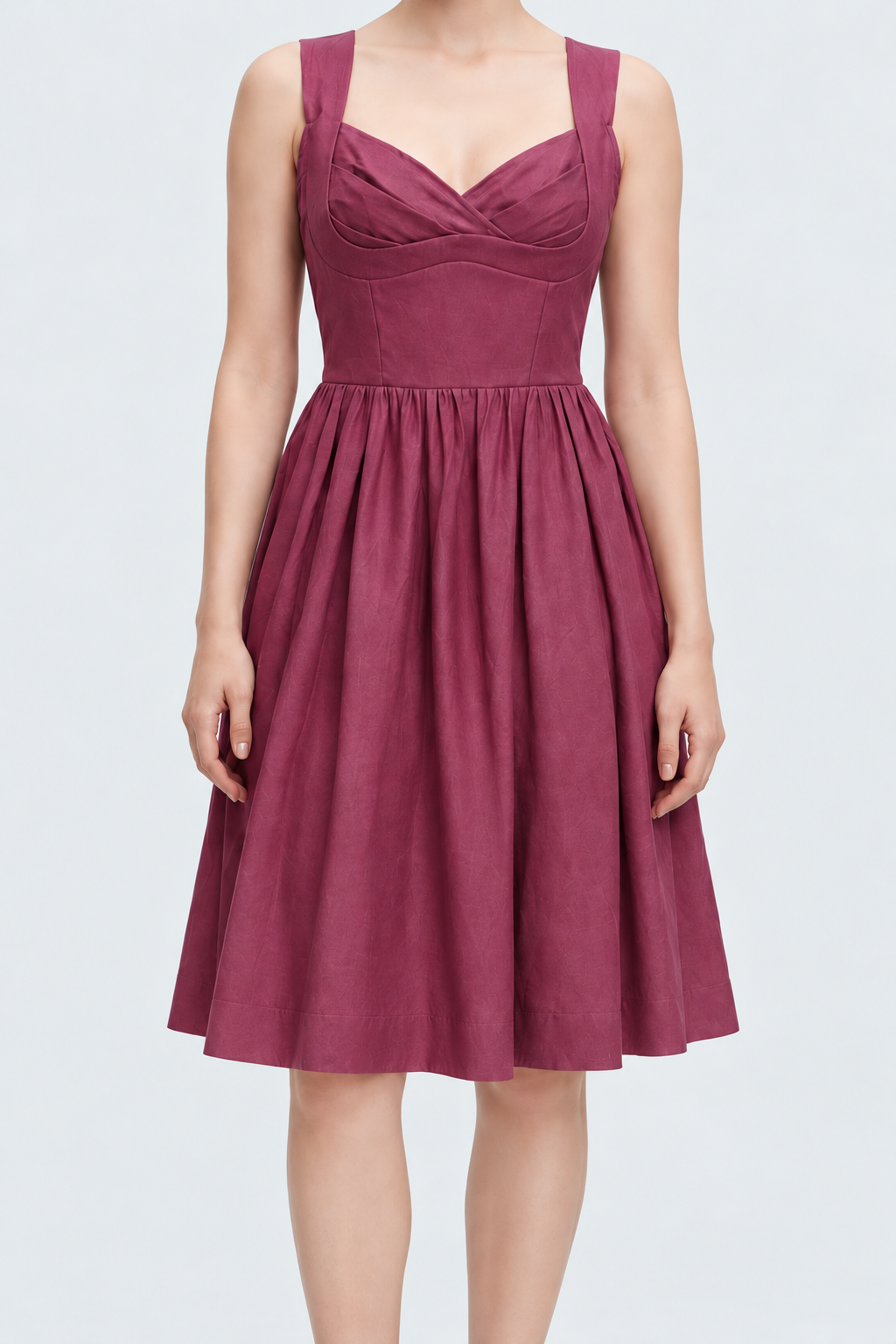 L3299 crimson garment front - model Daria S