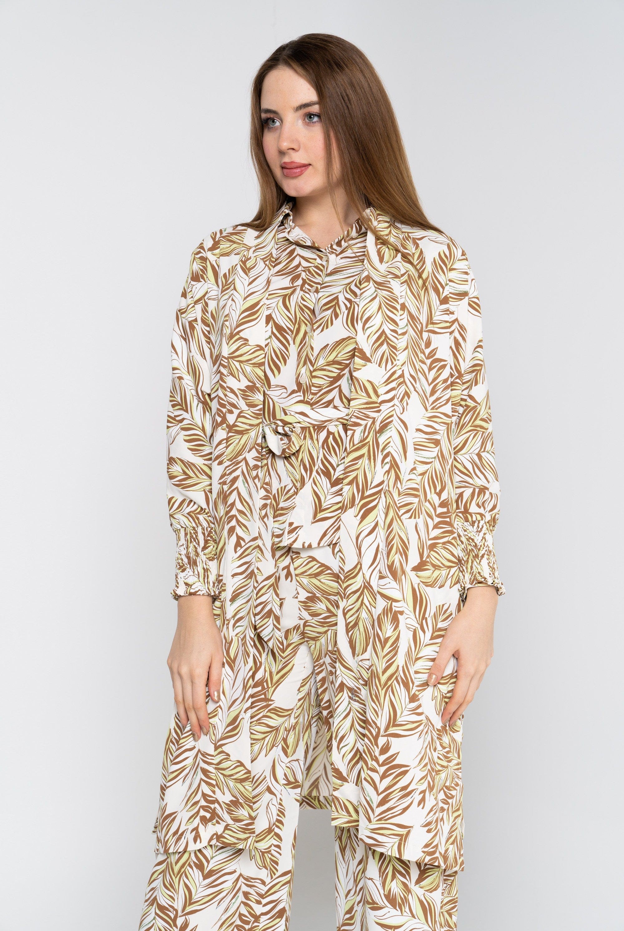 نتشي كارديجان طويل بأكمام مشجر