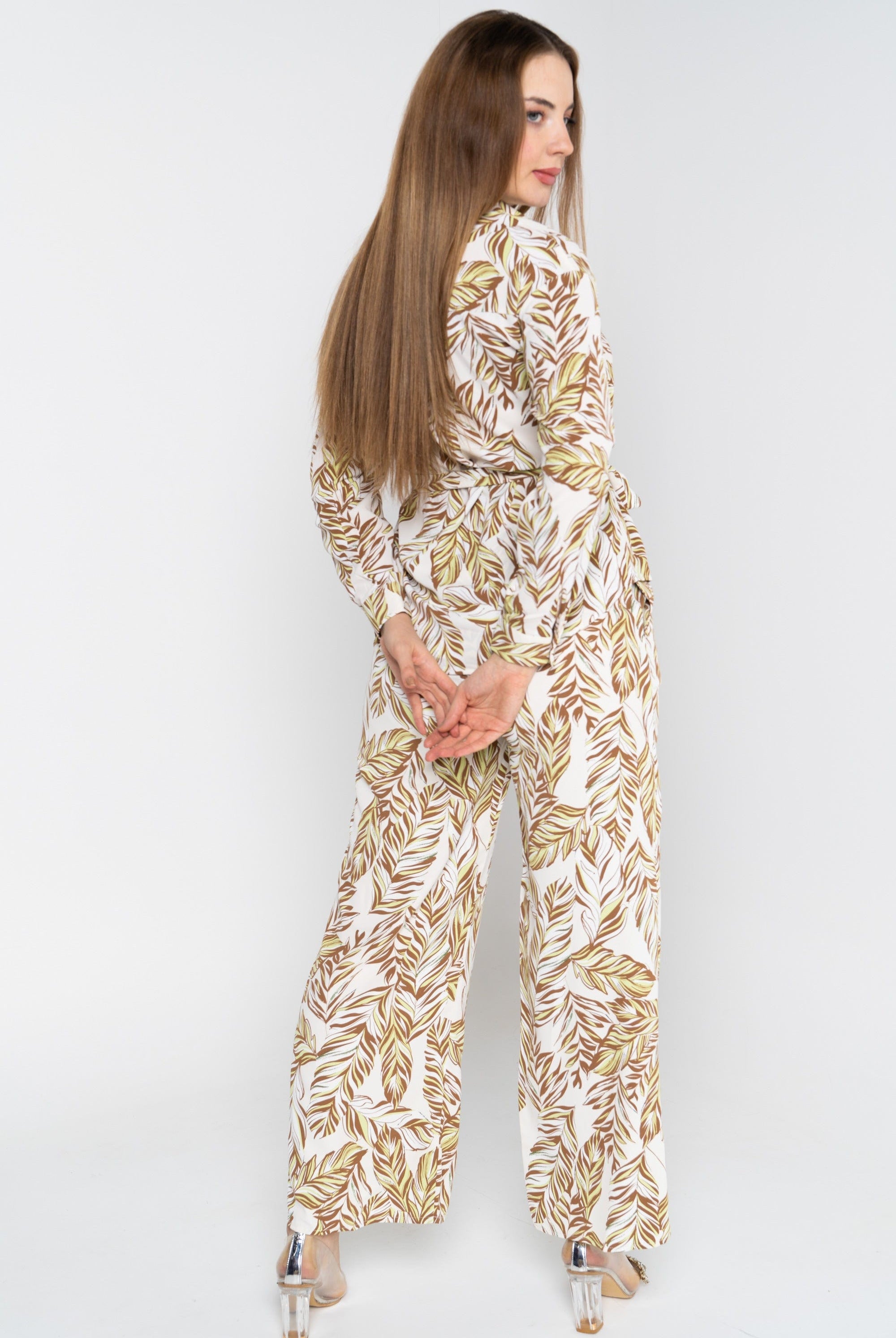 نتشي بنطلون طويل مشجر واسع من الاسفل