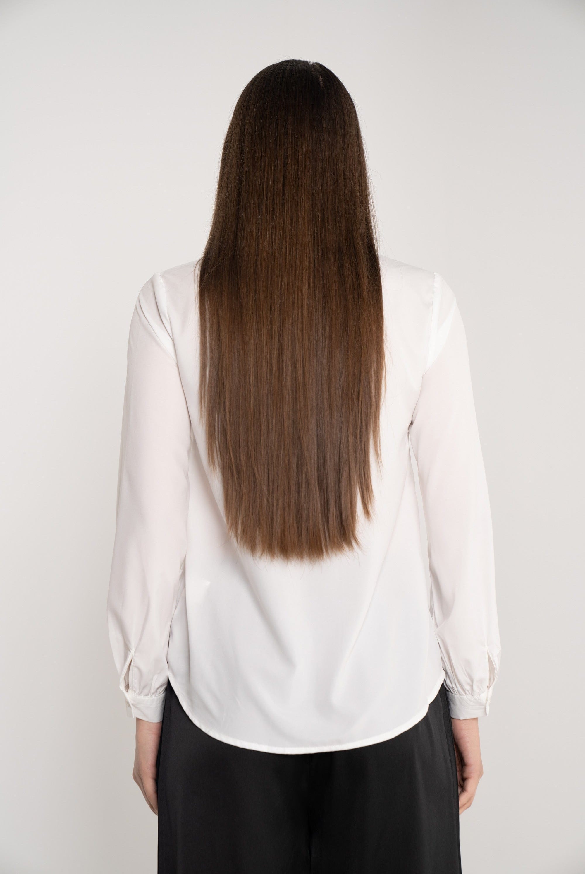 نتشي قميص بأزرار أمامية موردة كم طويل بف بياقة