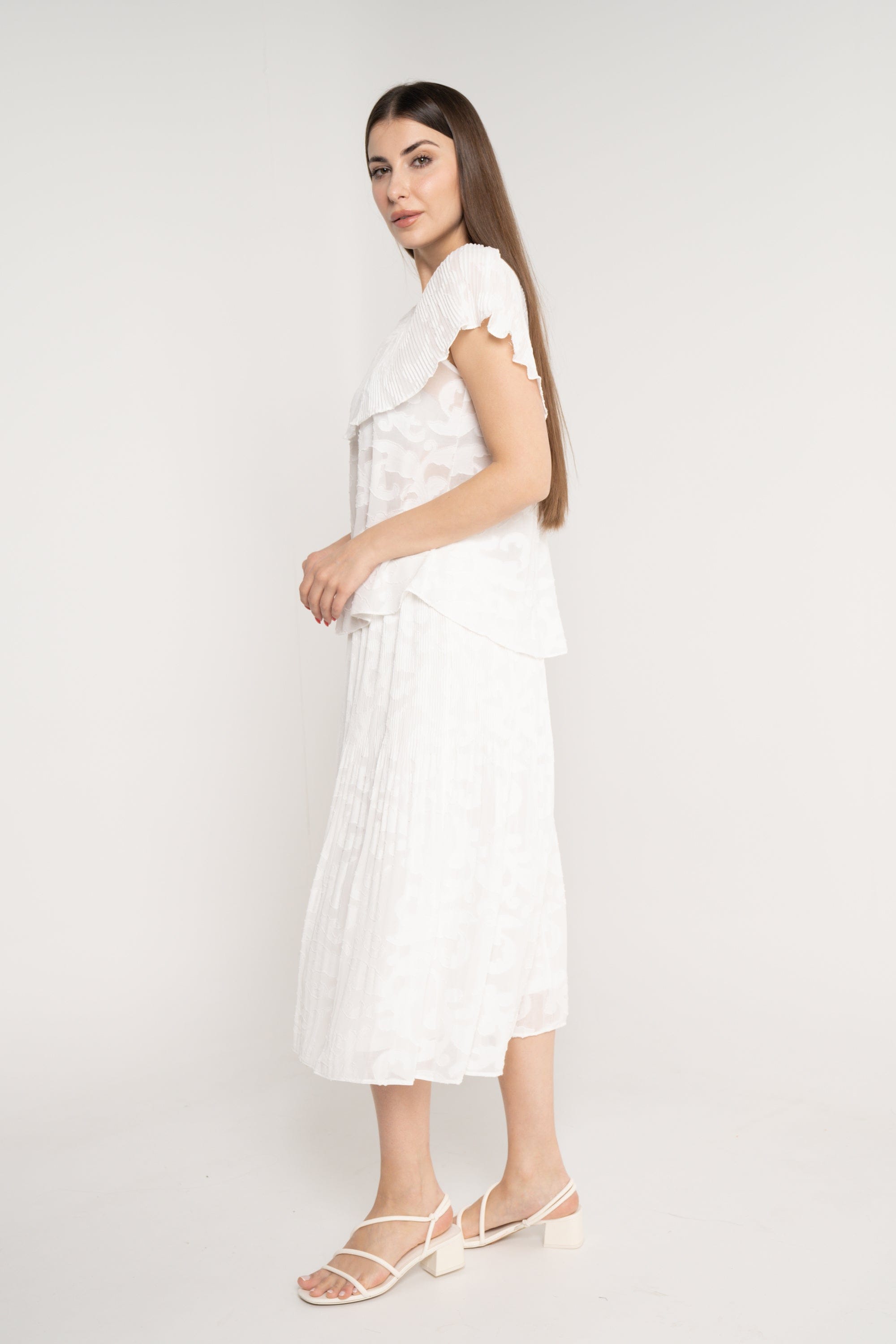 نتشي تنورة ميدي كلوش سادة ببطانة نسائي