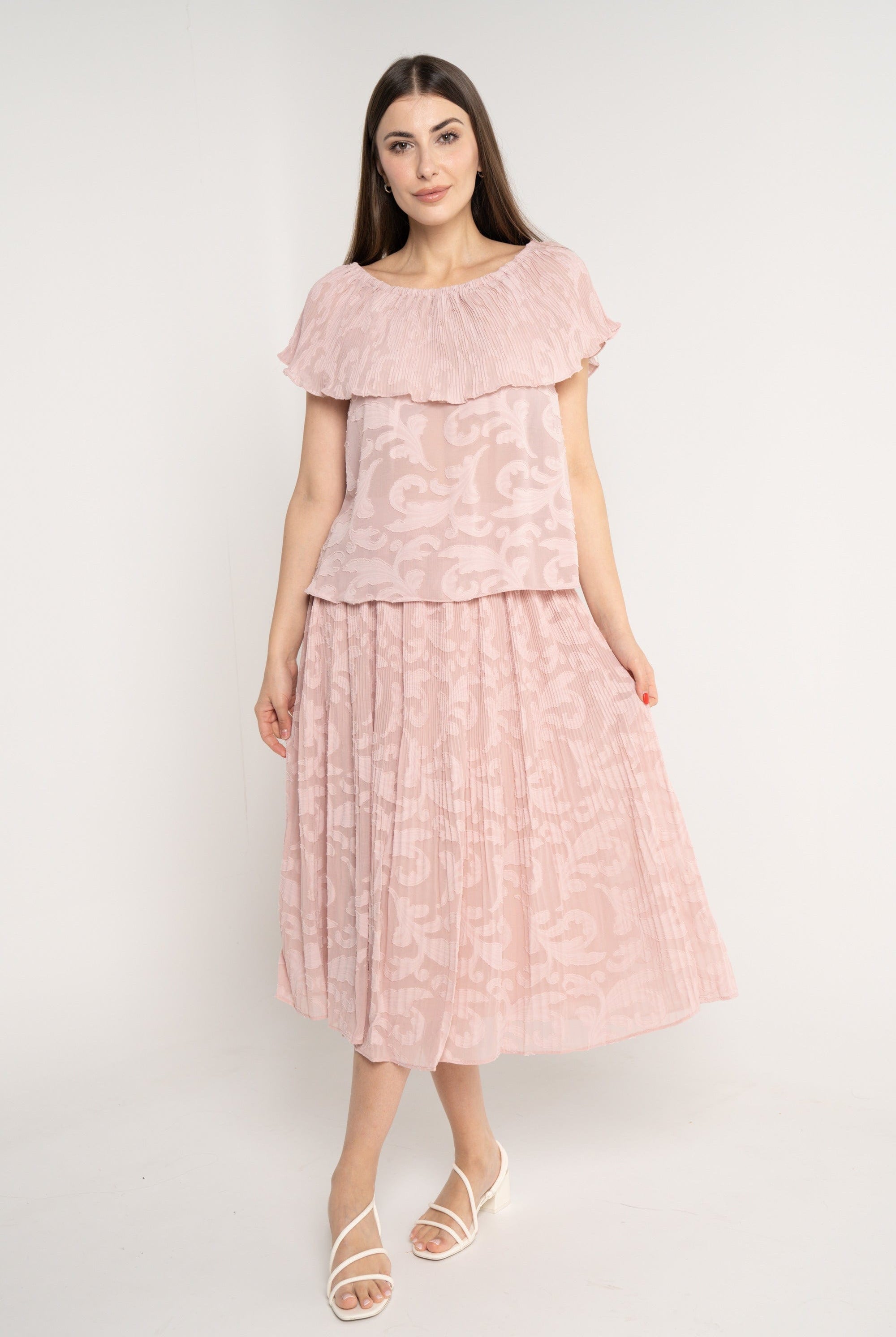 نتشي تنورة ميدي كلوش سادة ببطانة نسائي