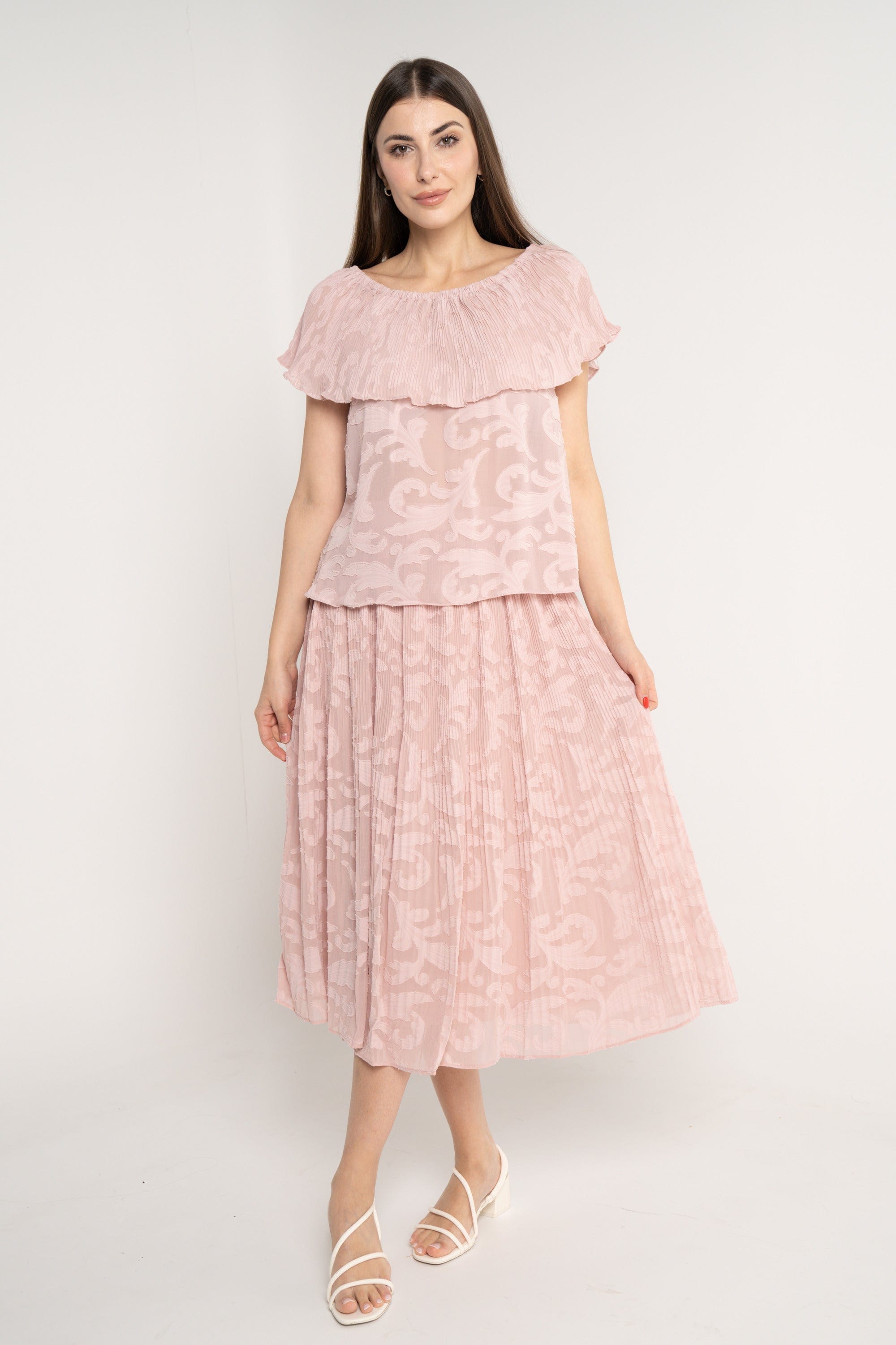 نتشي تنورة ميدي كلوش سادة ببطانة نسائي