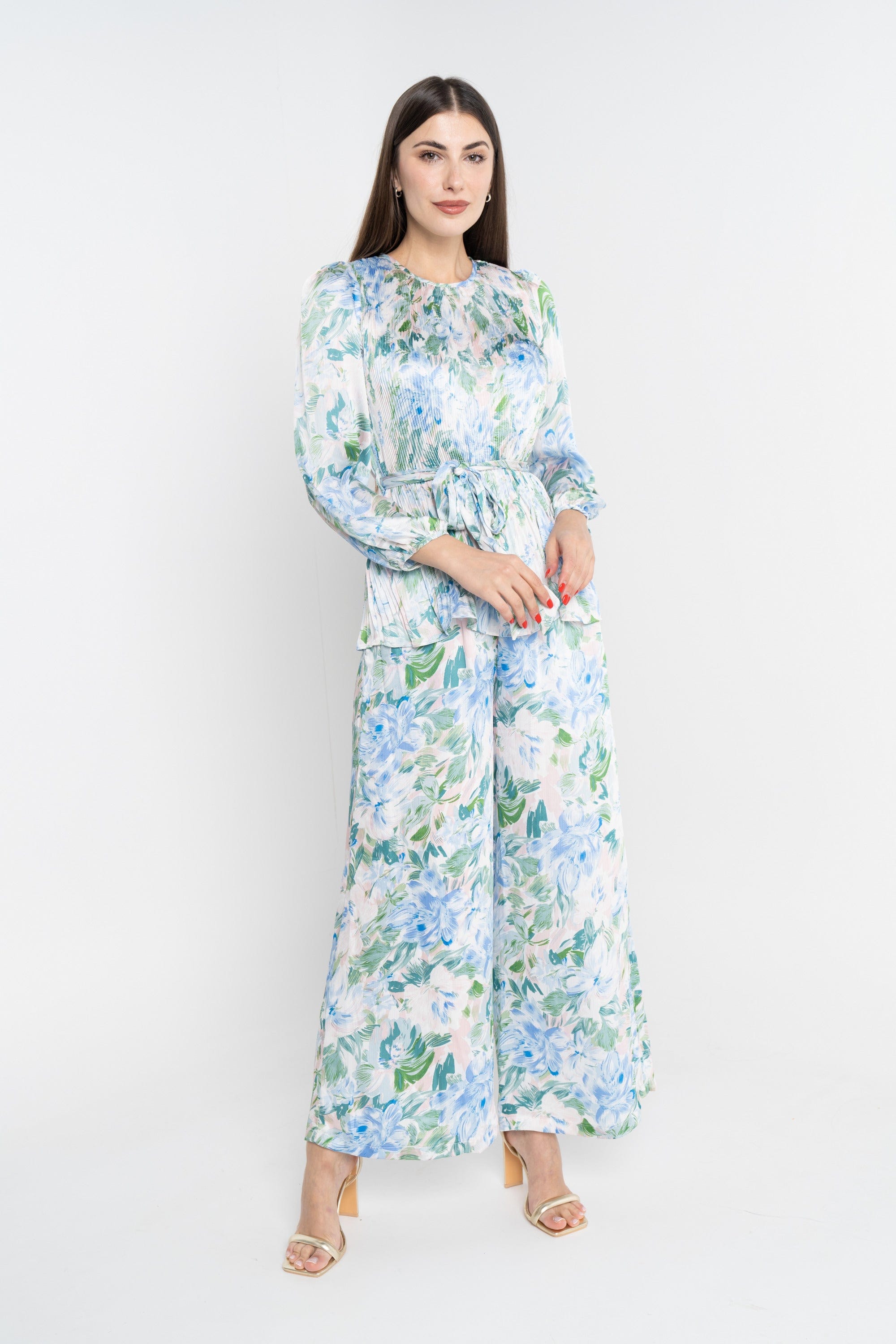 نتشي سروال طويل فضفاض مشجر