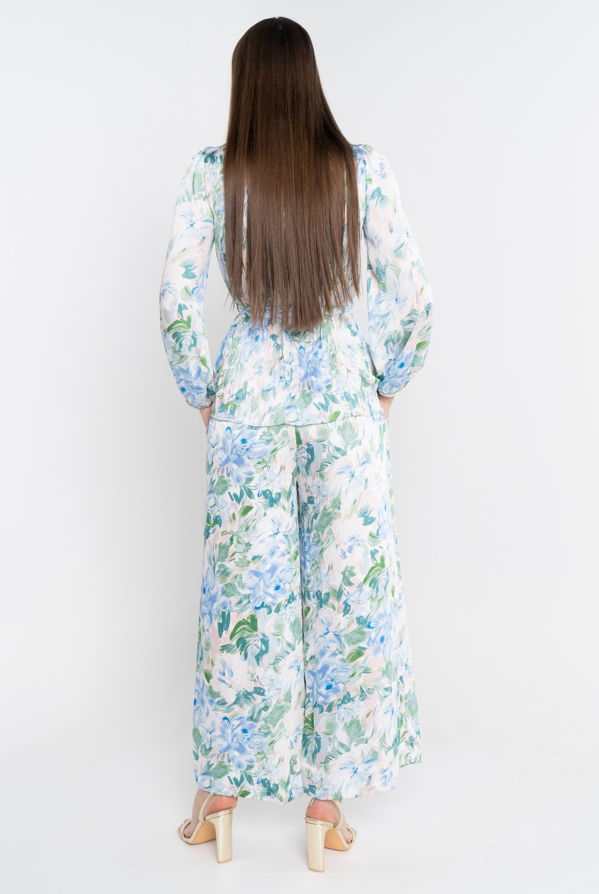 نتشي سروال طويل فضفاض مشجر