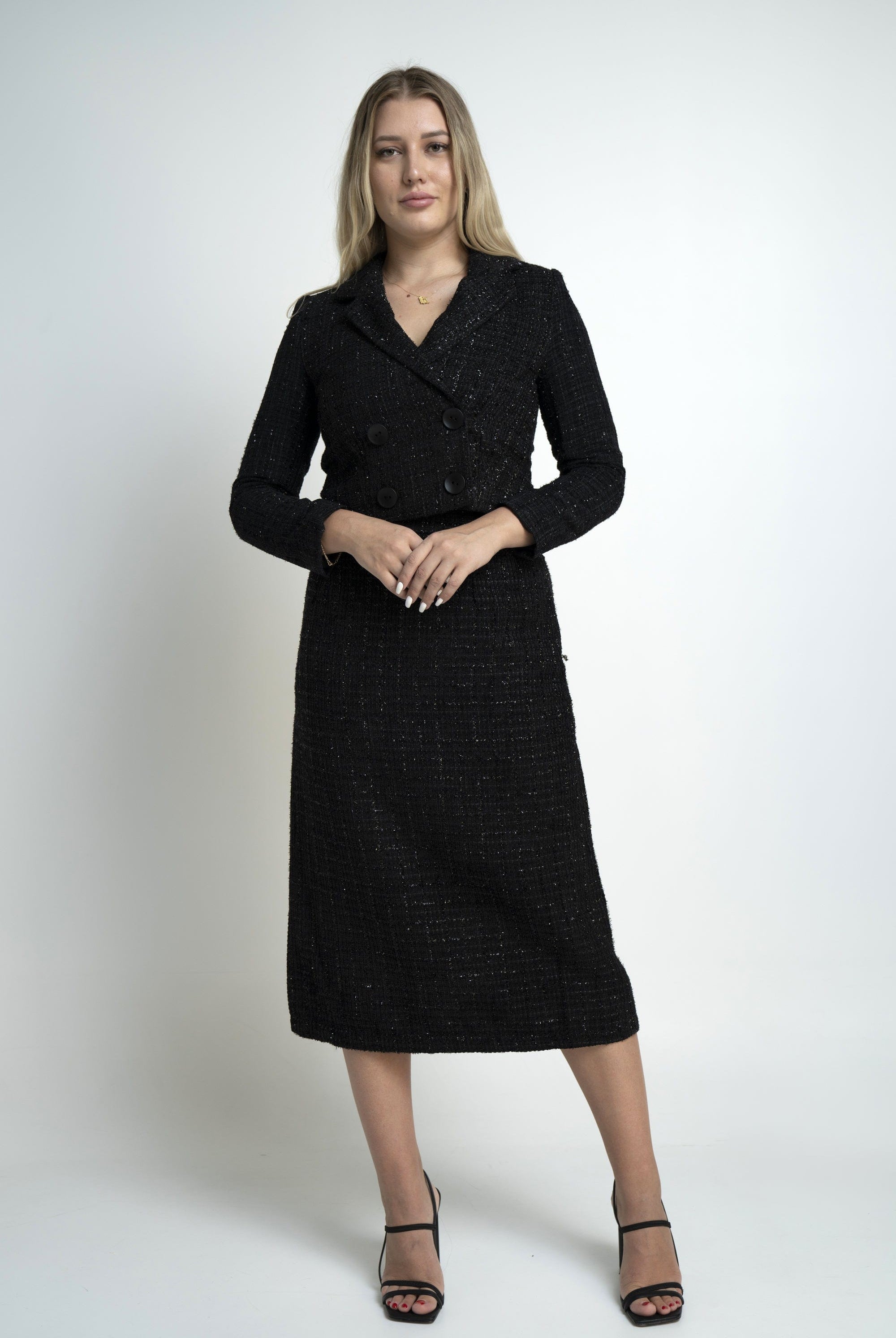 نتشي جاكيت خصر مرتفع رسمي كم طويل نسائي