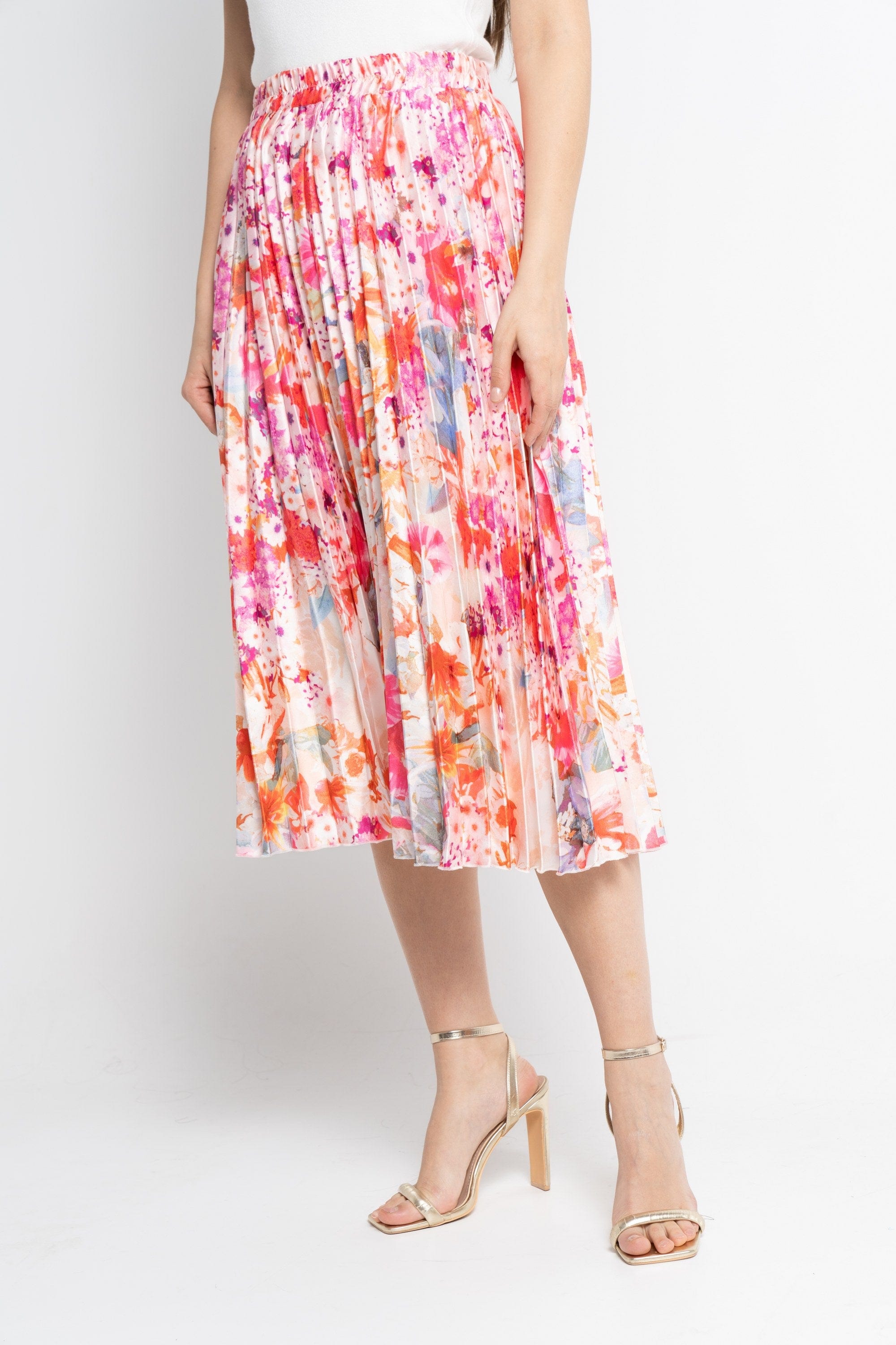 نتشي تنورة ميدي نسائية مشجرة بليسية فوشيا