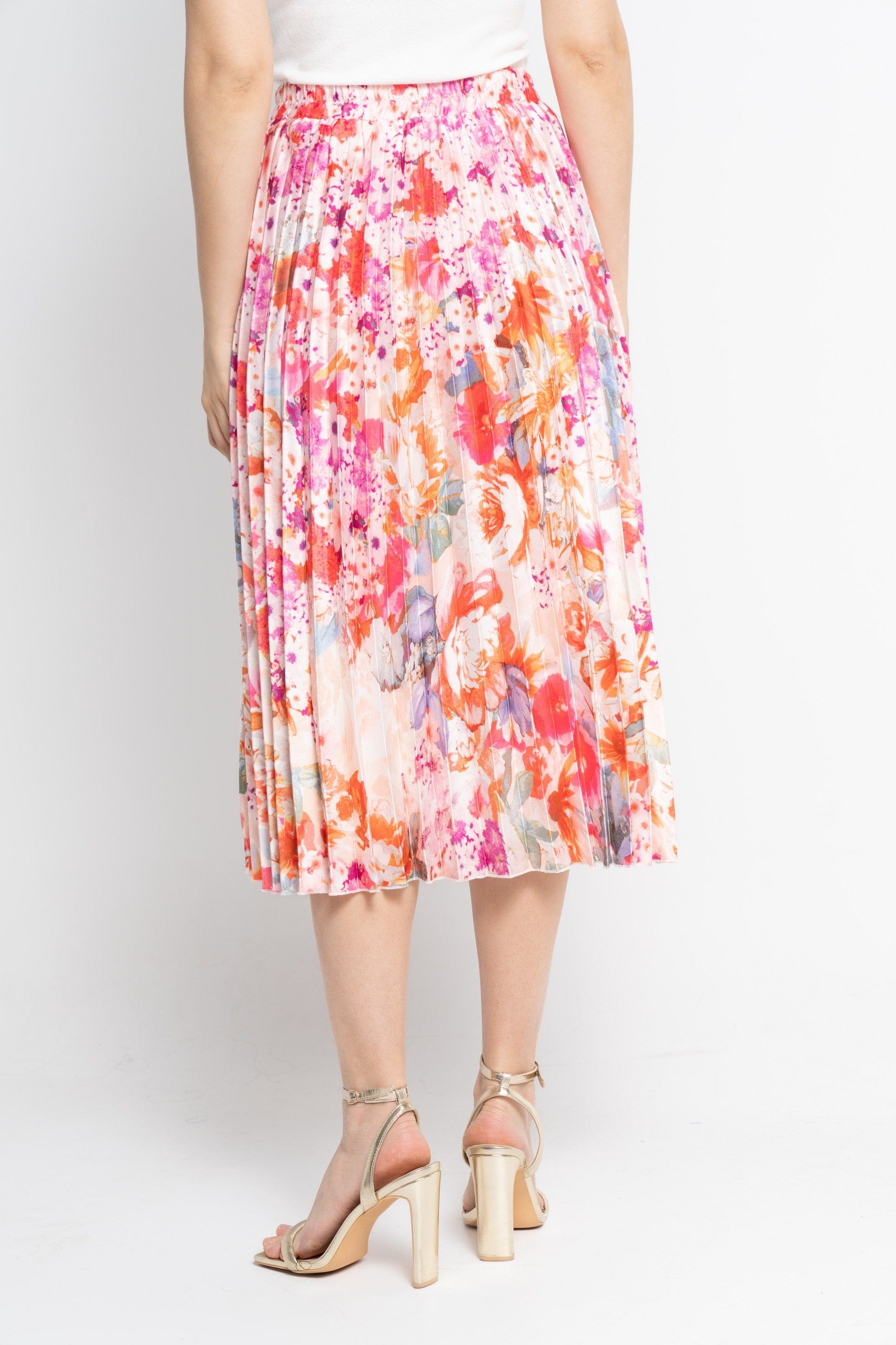 نتشي تنورة ميدي نسائية مشجرة بليسية فوشيا