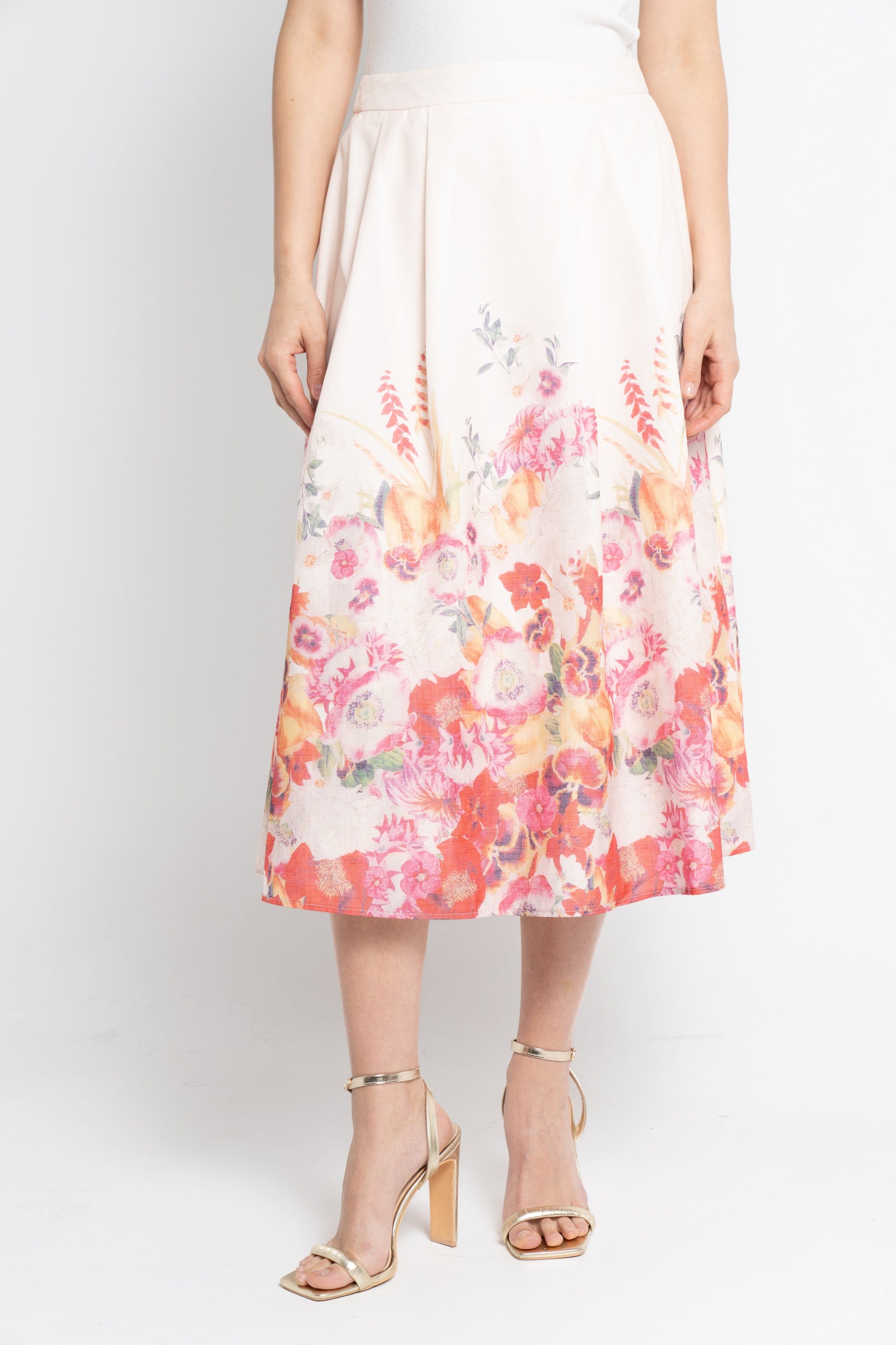 نتشي تنورة ميدي موردة نسائي فوشيا