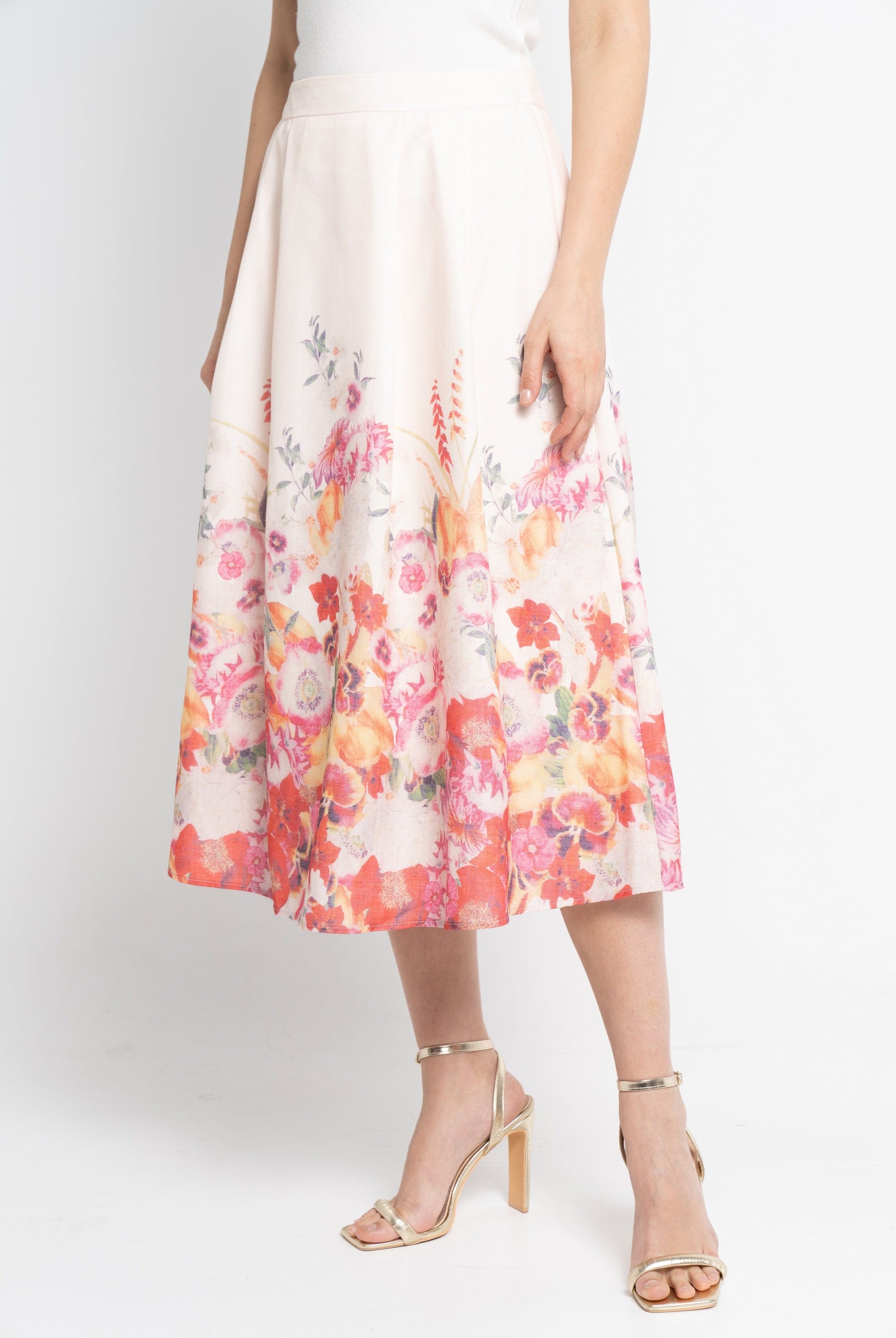 نتشي تنورة ميدي موردة نسائي فوشيا