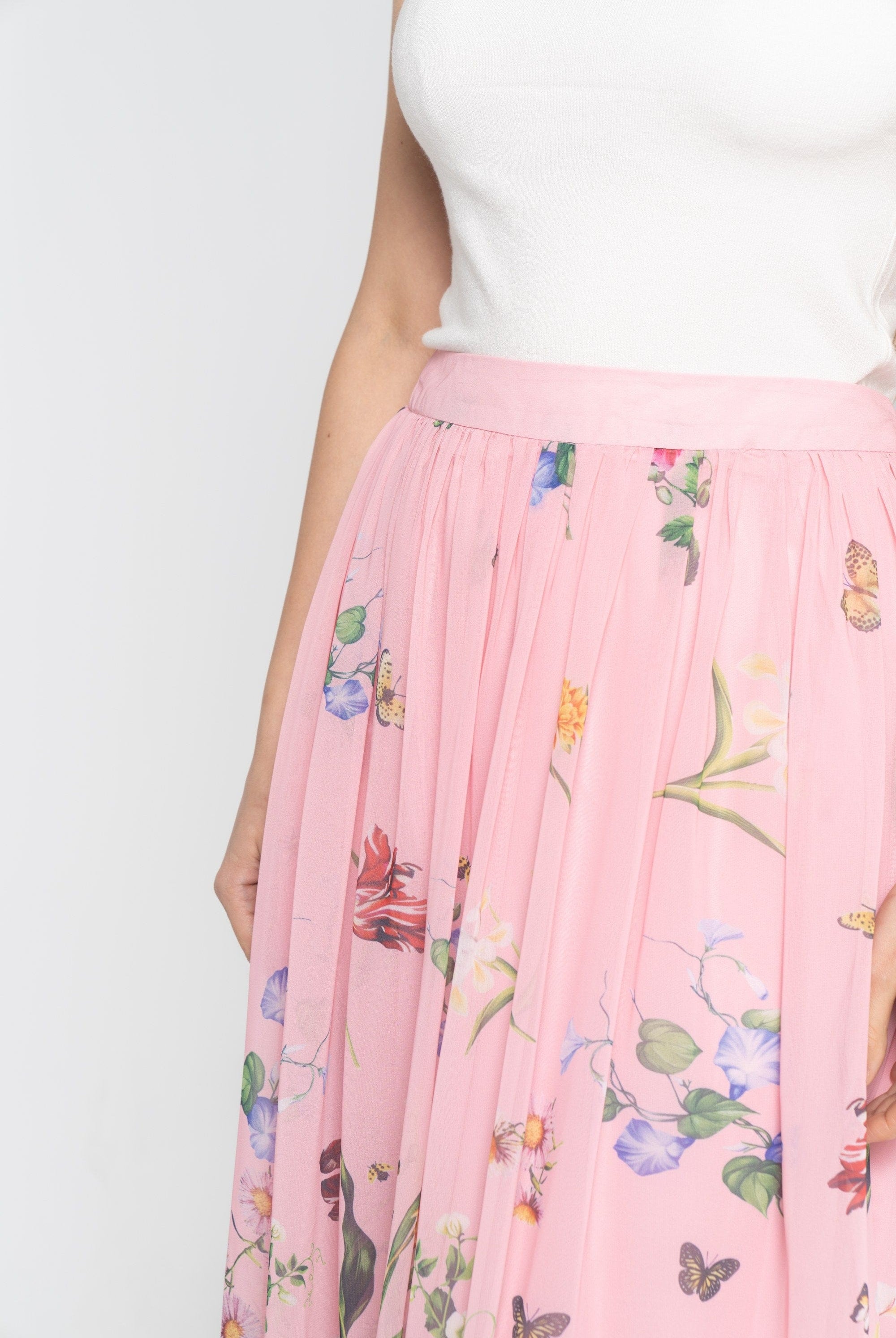 نتشي تنورة ميدي نسائية بكسرات مشجرة