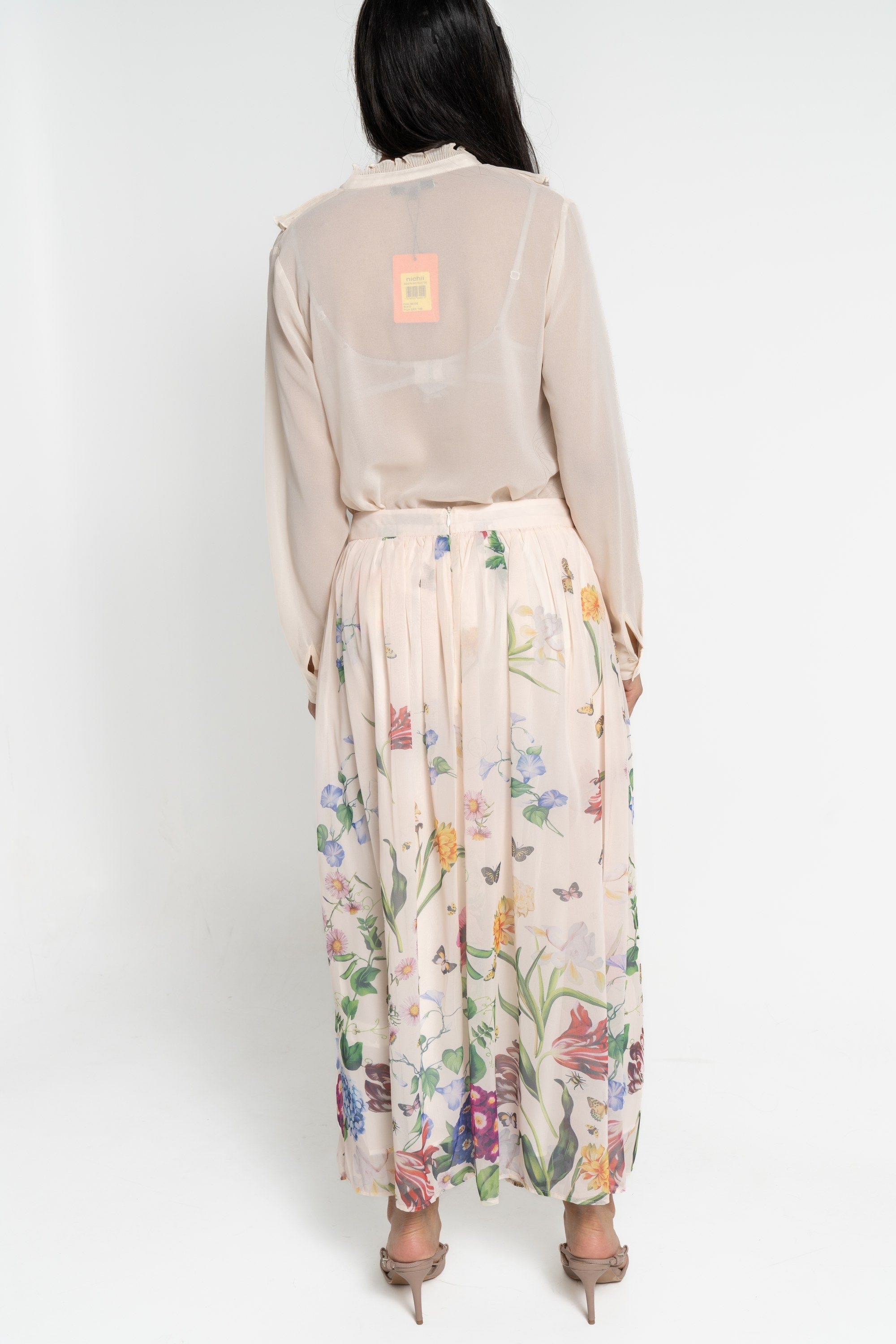 نتشي تنورة ميدي نسائية بكسرات مشجرة