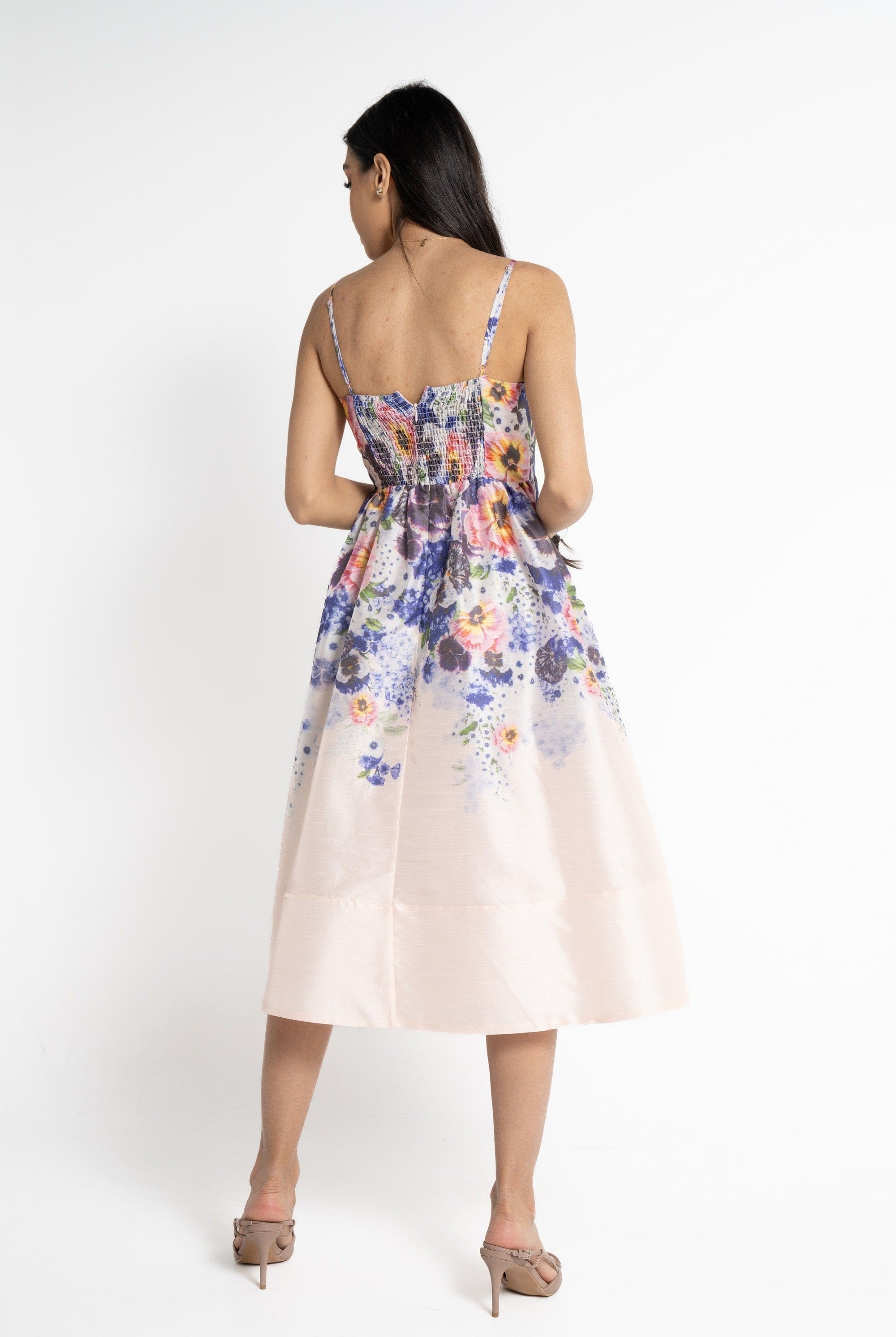 نتشي فستان ميدي حمالات مورد نسائي أرجواني