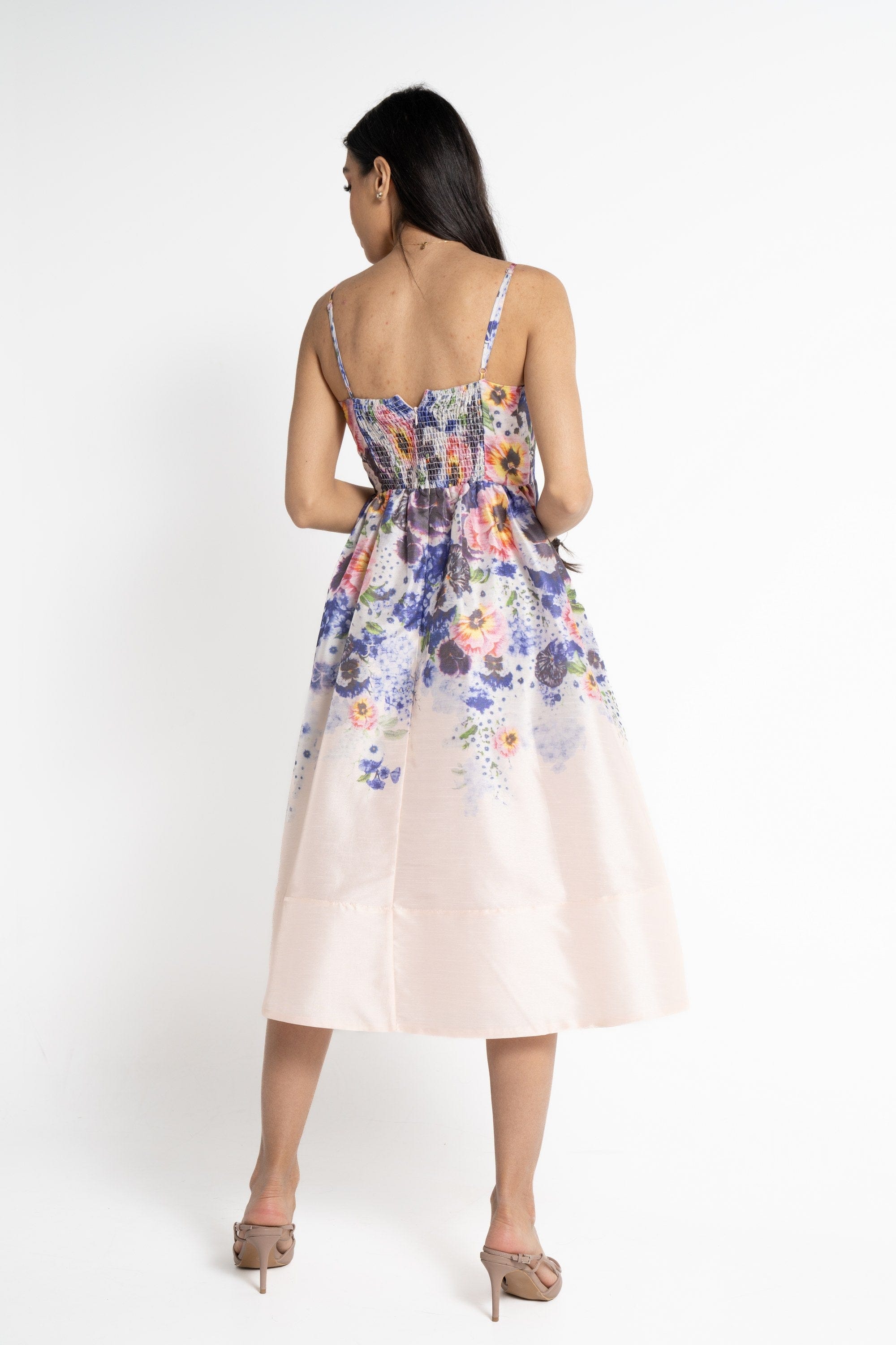 نتشي فستان ميدي حمالات مورد نسائي أرجواني