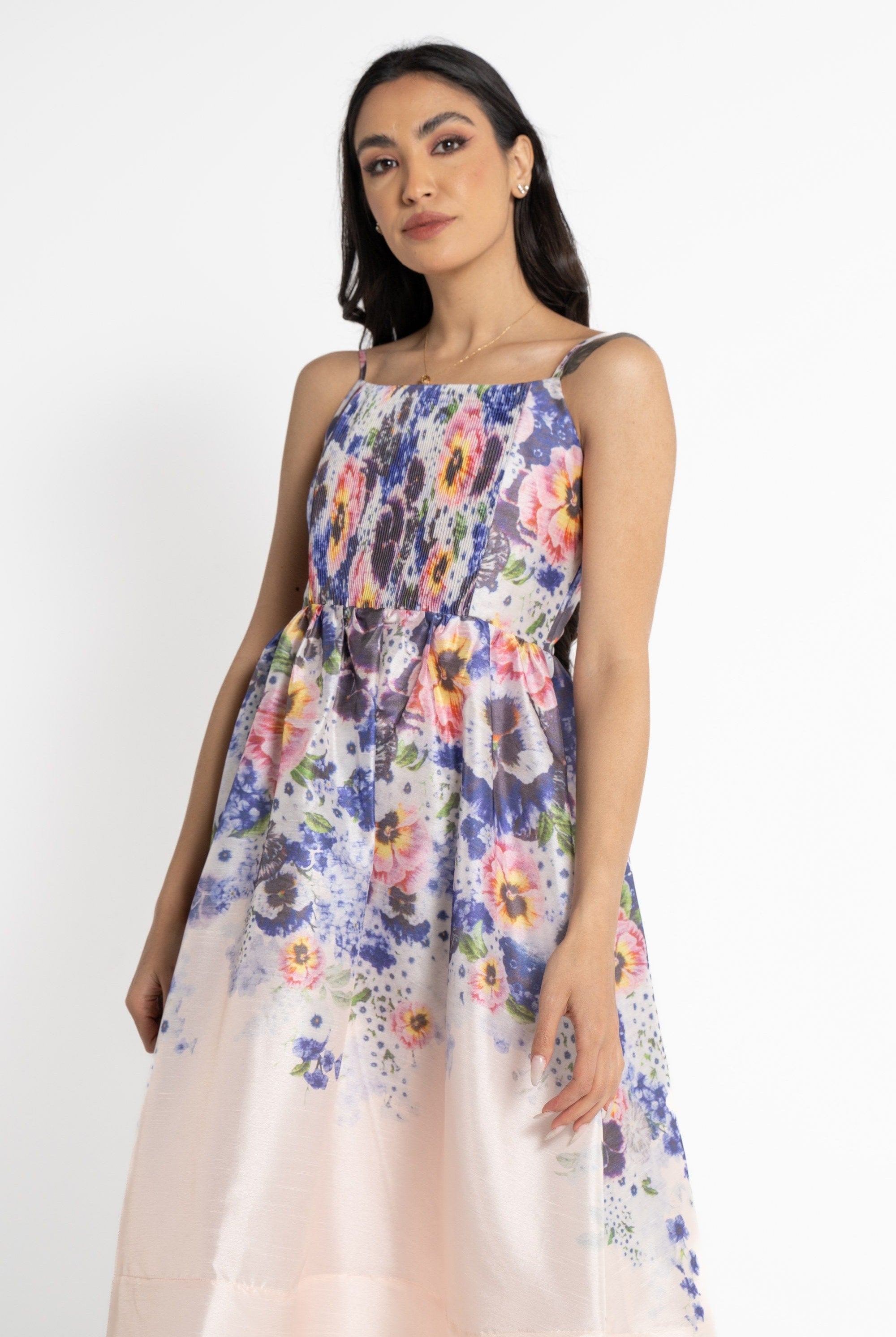 نتشي فستان ميدي حمالات مورد نسائي أرجواني