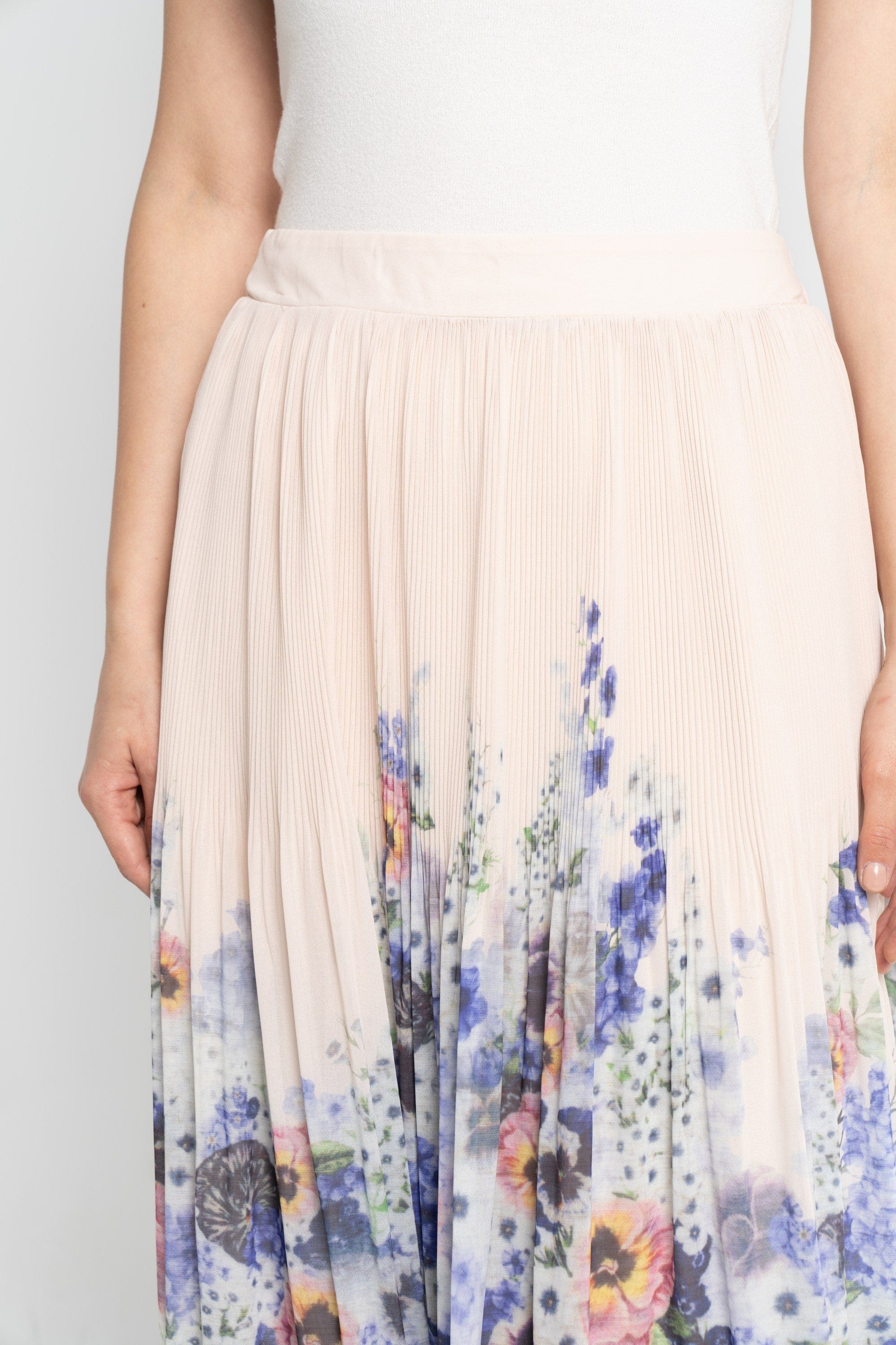 نتشي تنورة ميدي نسائية بليسية رفيع مشجر أرجواني