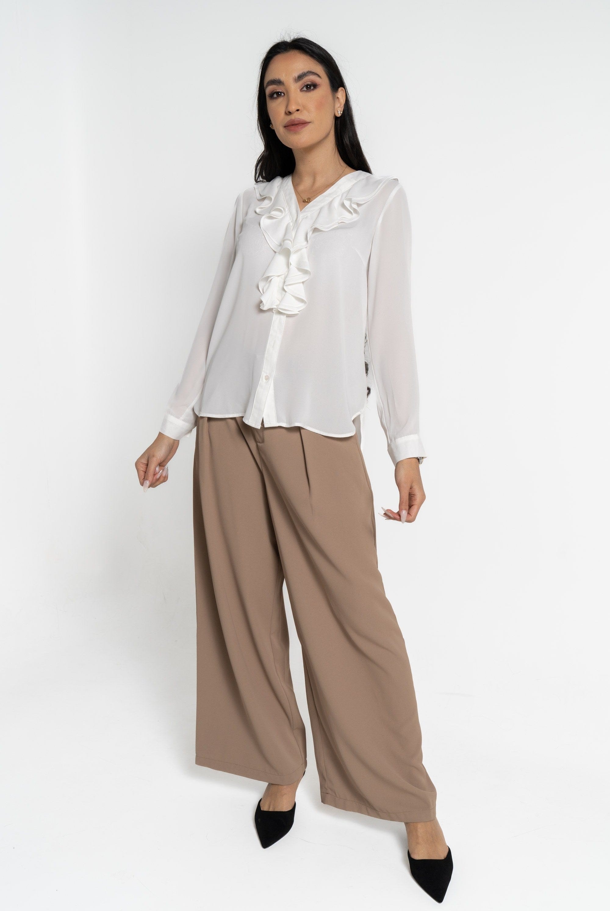 نتشي بلوزة بأكمام طويلة نسائية بكرانيش على الصدر