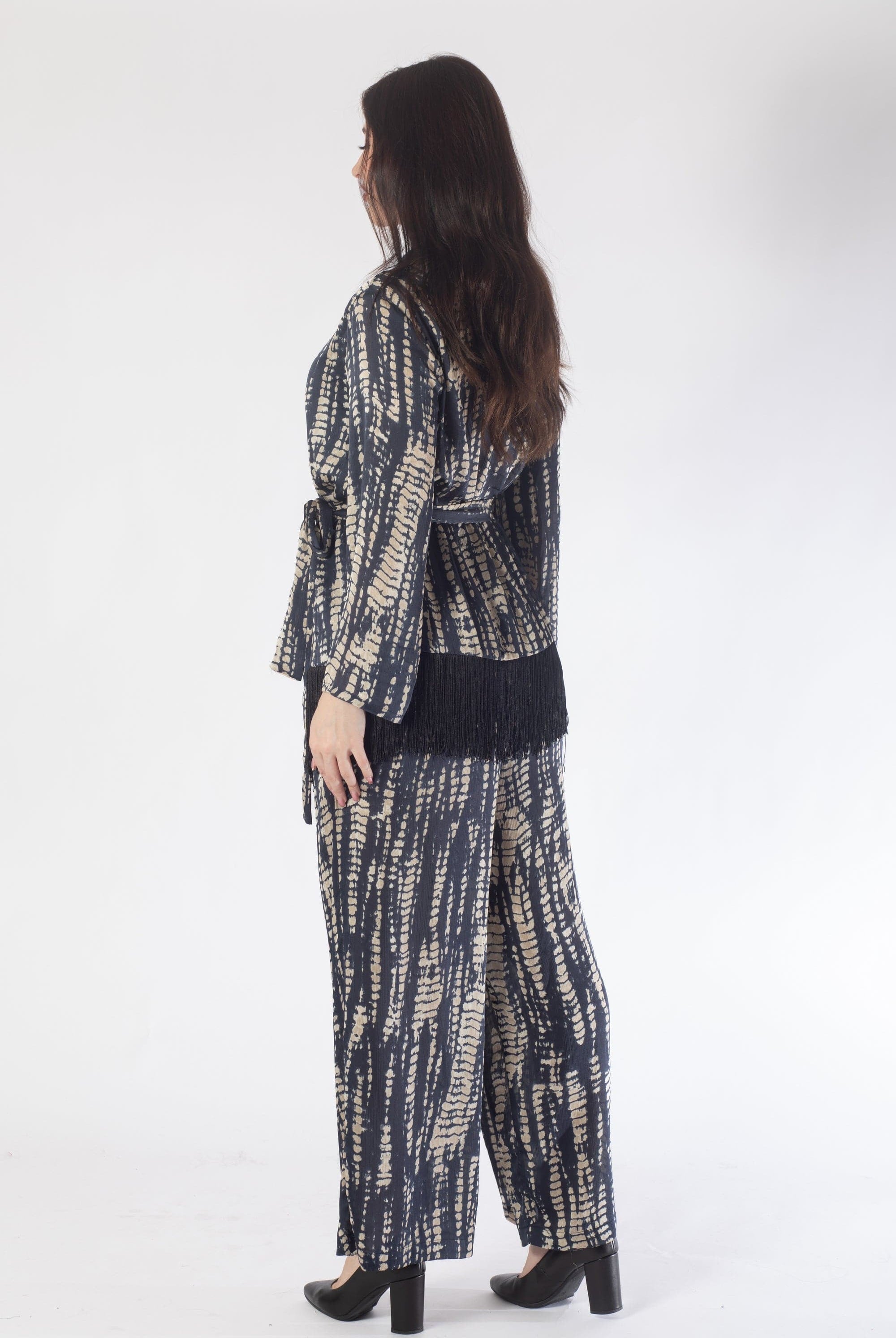 بنطلون طويل منقوش واسع نسائي