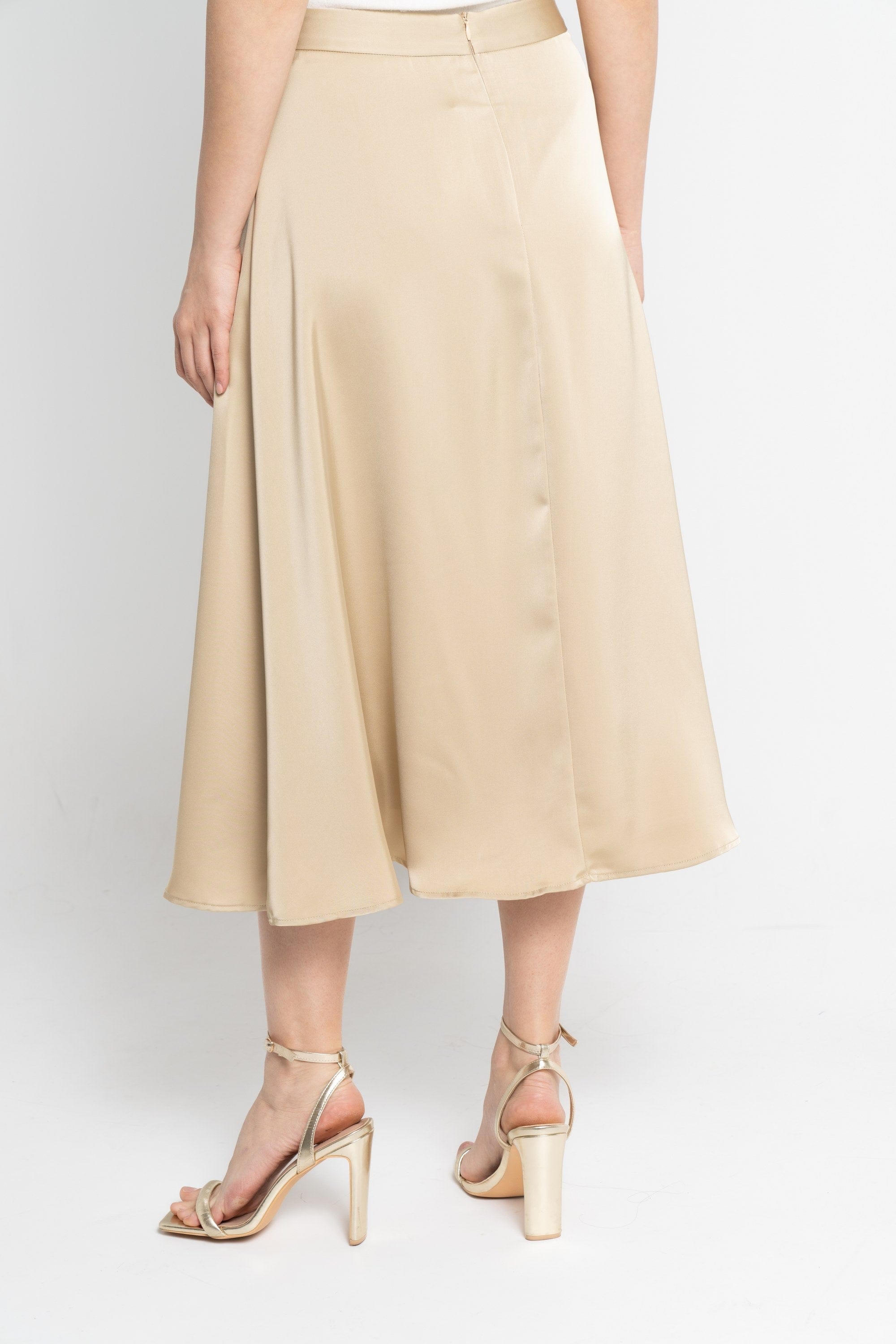 نتشي تنورة ميدي نسائية سادة ناعمة