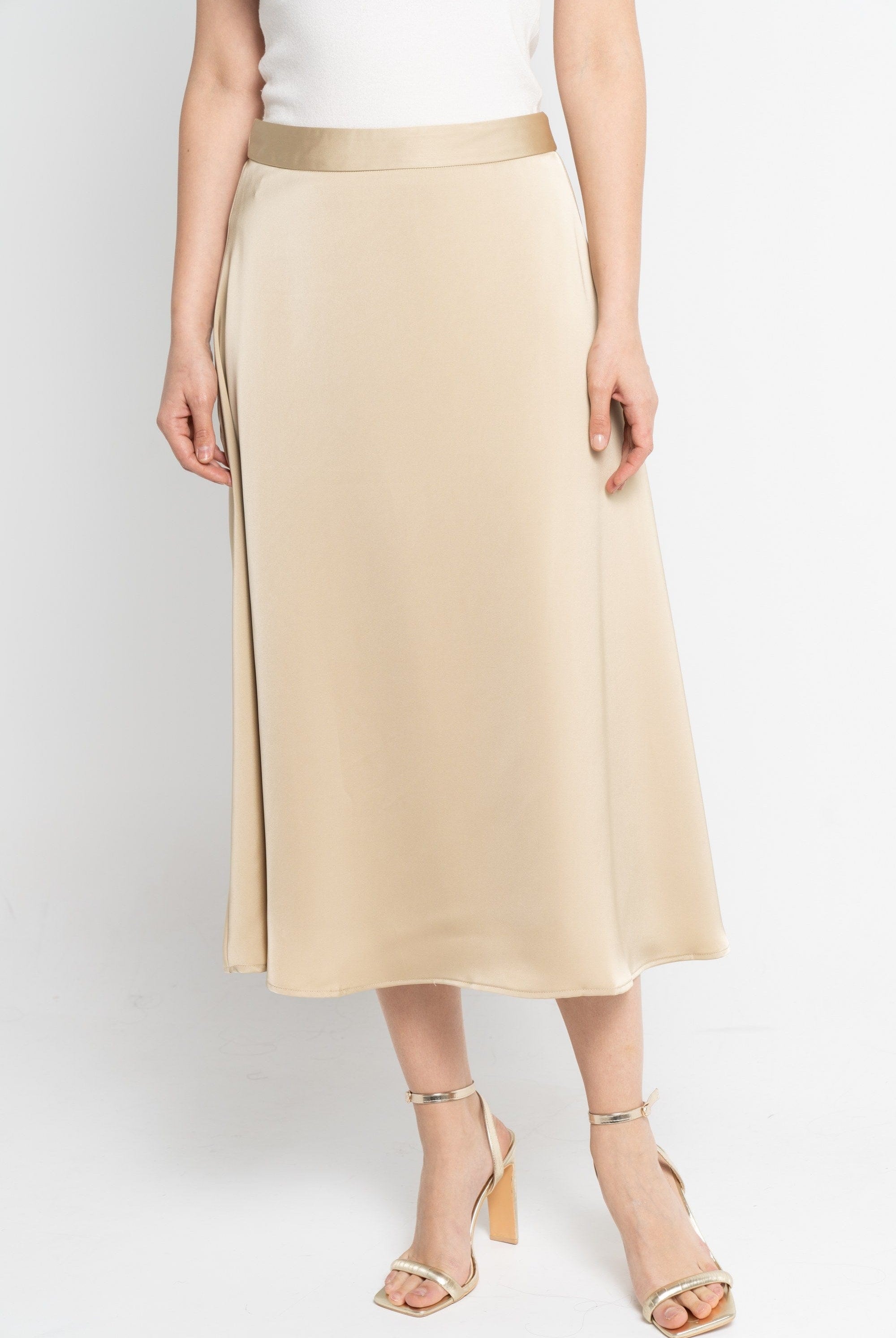 نتشي تنورة ميدي نسائية سادة ناعمة