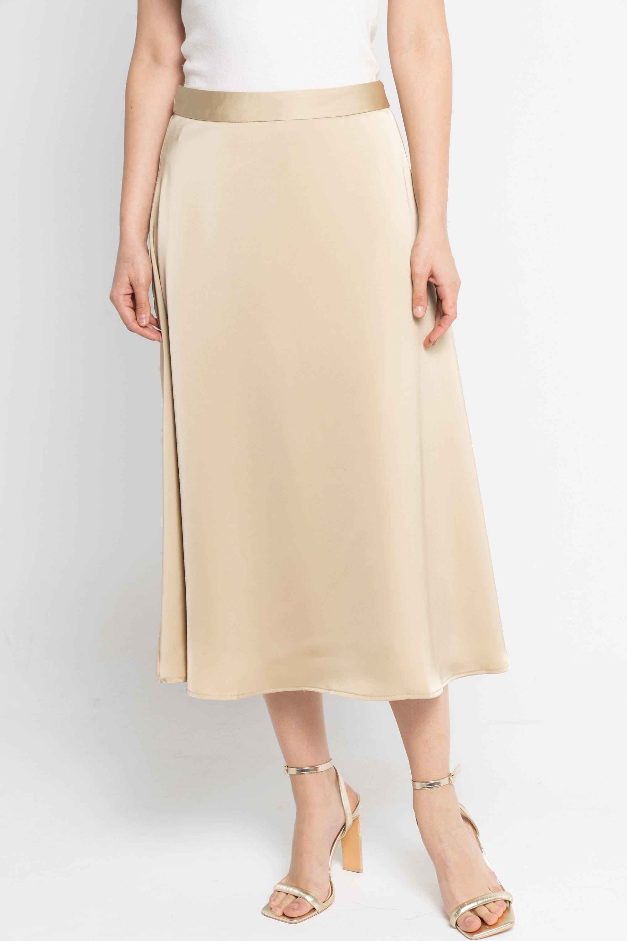 نتشي تنورة ميدي نسائية سادة ناعمة