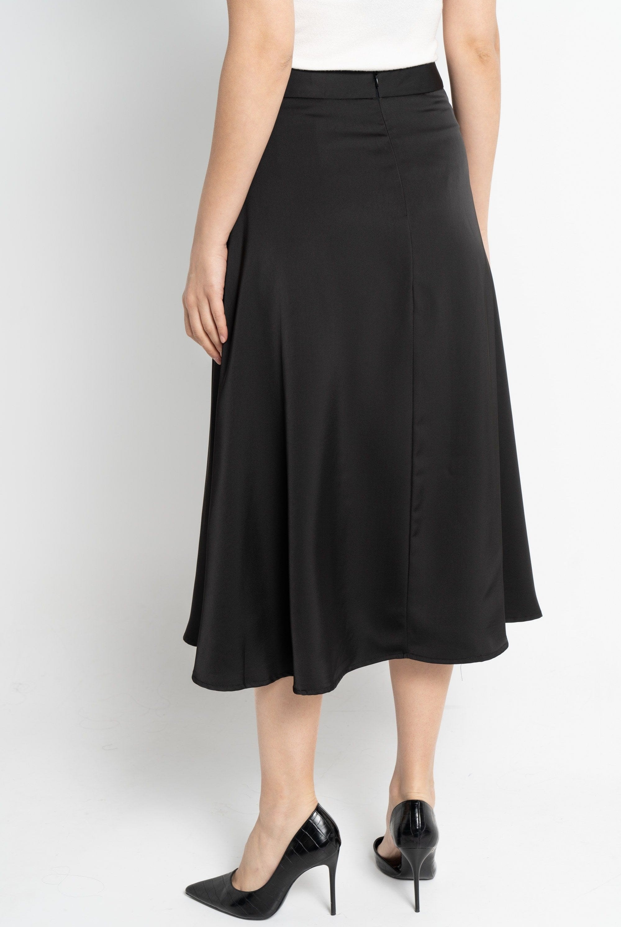 نتشي تنورة ميدي نسائية سادة ناعمة