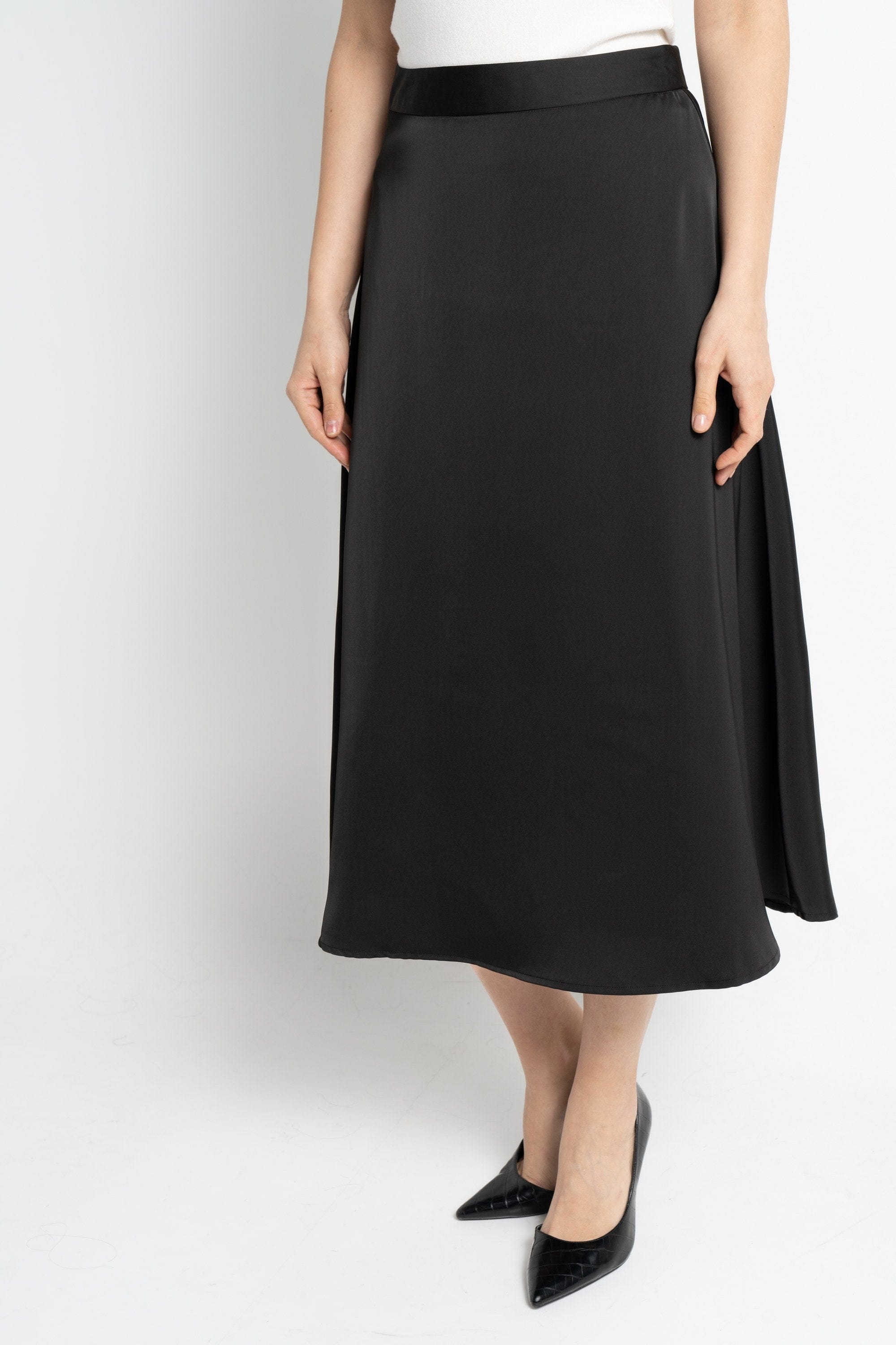 نتشي تنورة ميدي نسائية سادة ناعمة