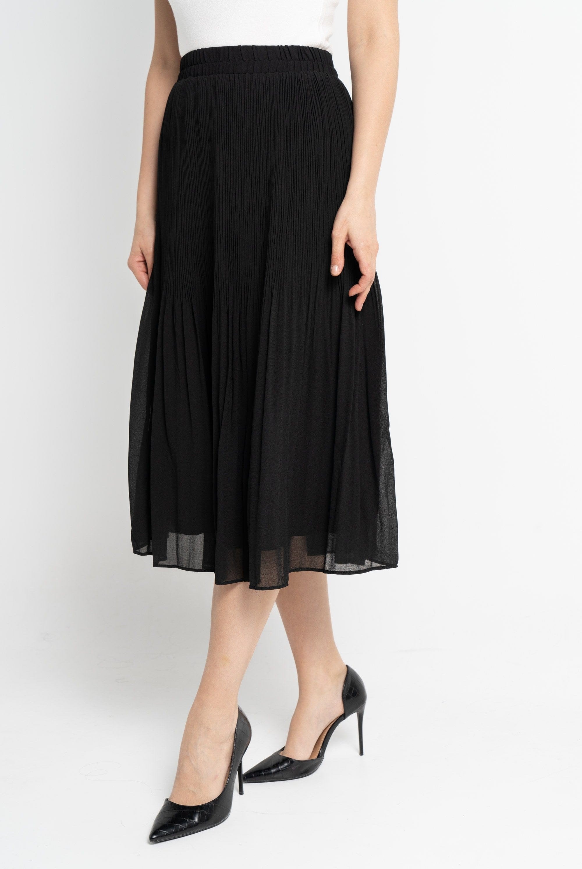 نتشي تنورة ميدي نسائية بليسية بخصر مطاطي