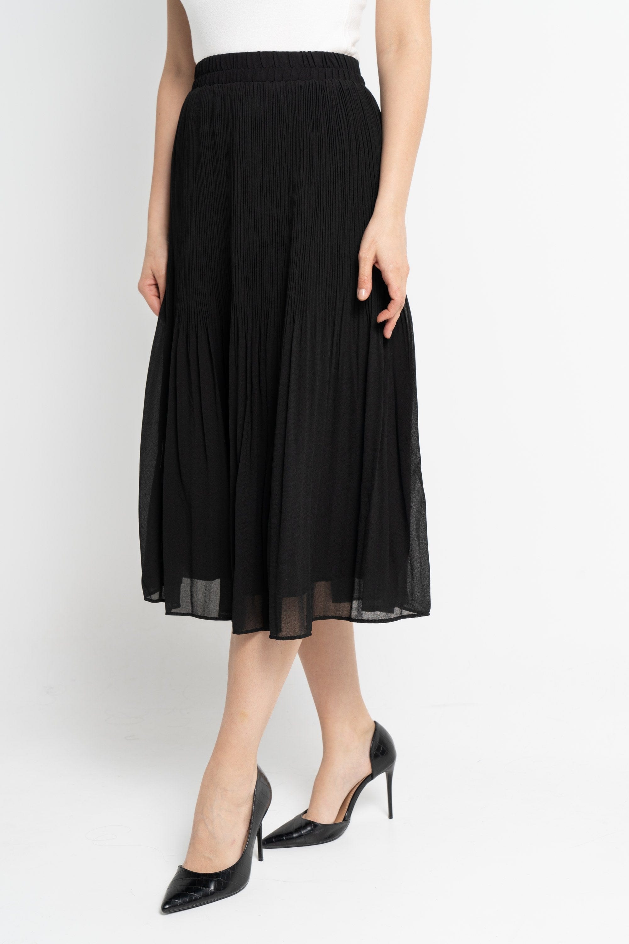 نتشي تنورة ميدي نسائية بليسية بخصر مطاطي