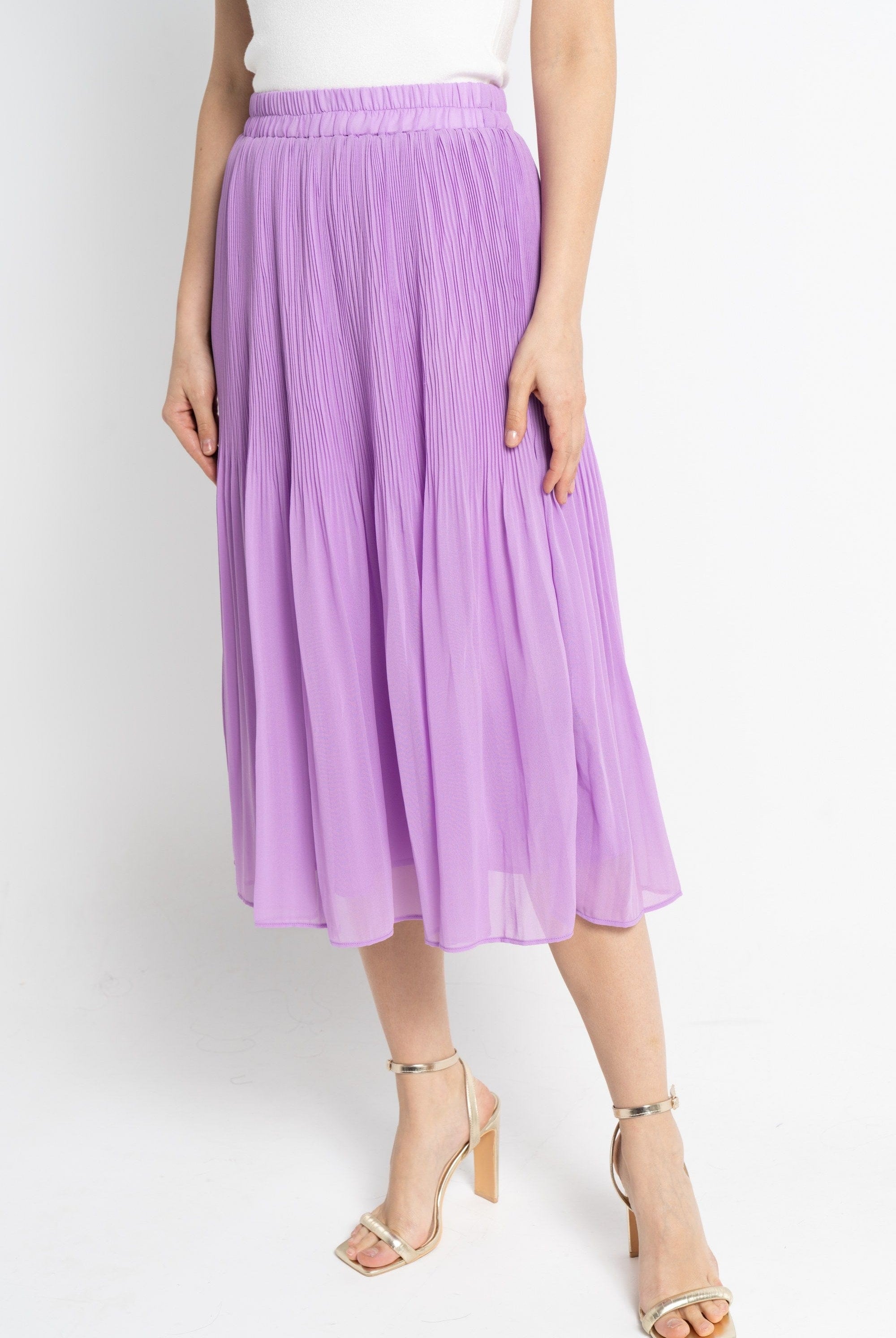 نتشي تنورة ميدي نسائية بليسية بخصر مطاطي