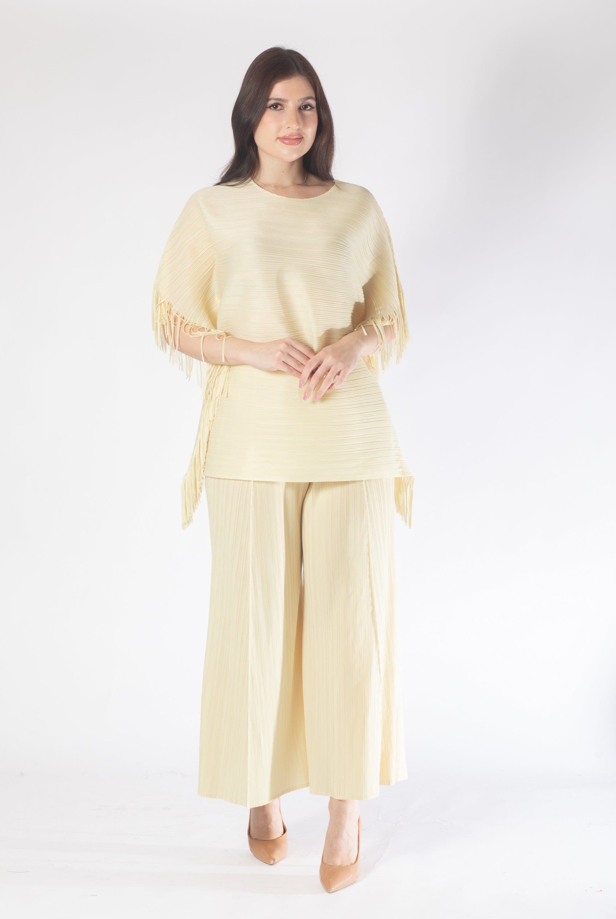 بلوزة بأكمام فراشة منقوشة واسعة نسائي