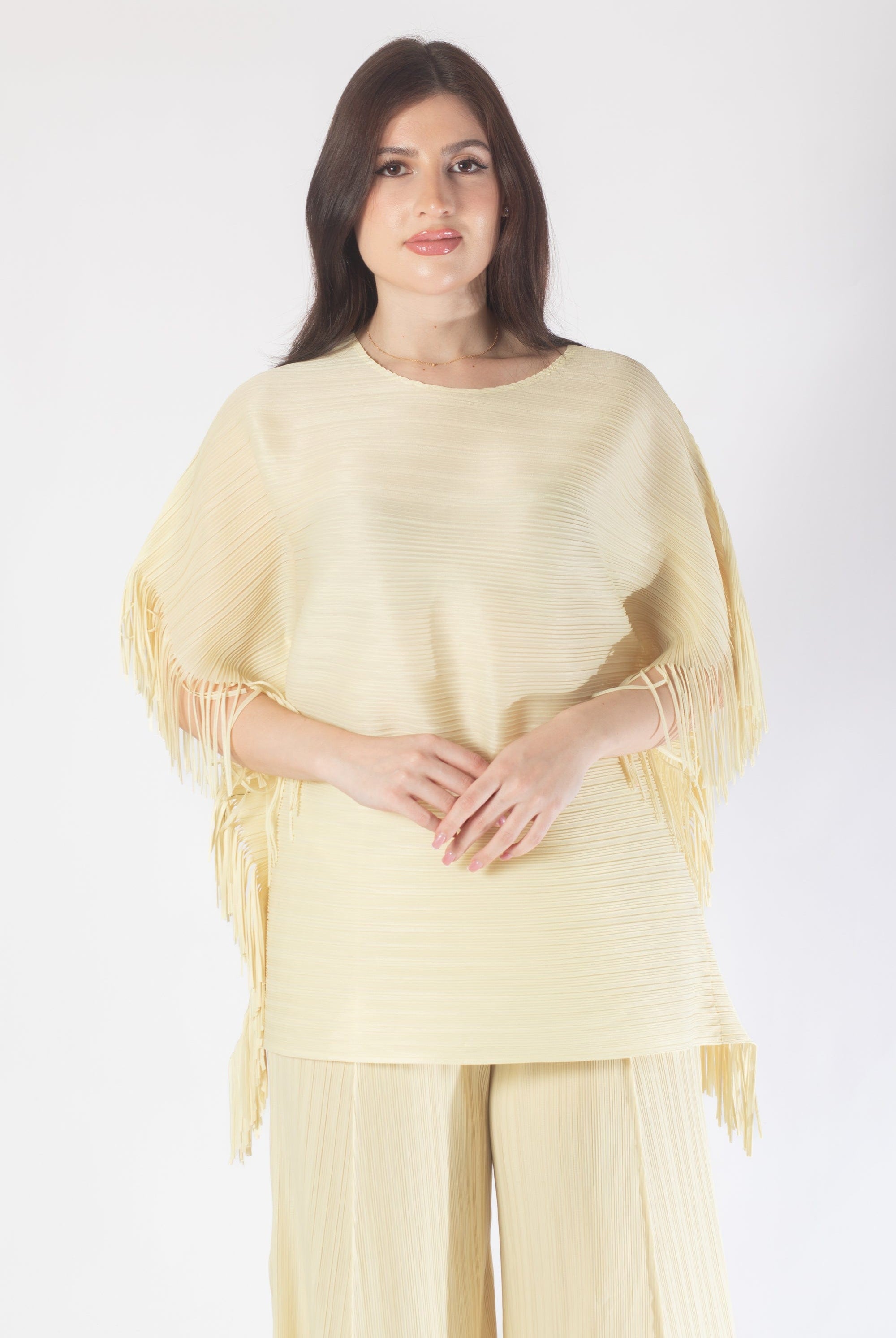 بلوزة بأكمام فراشة منقوشة واسعة نسائي