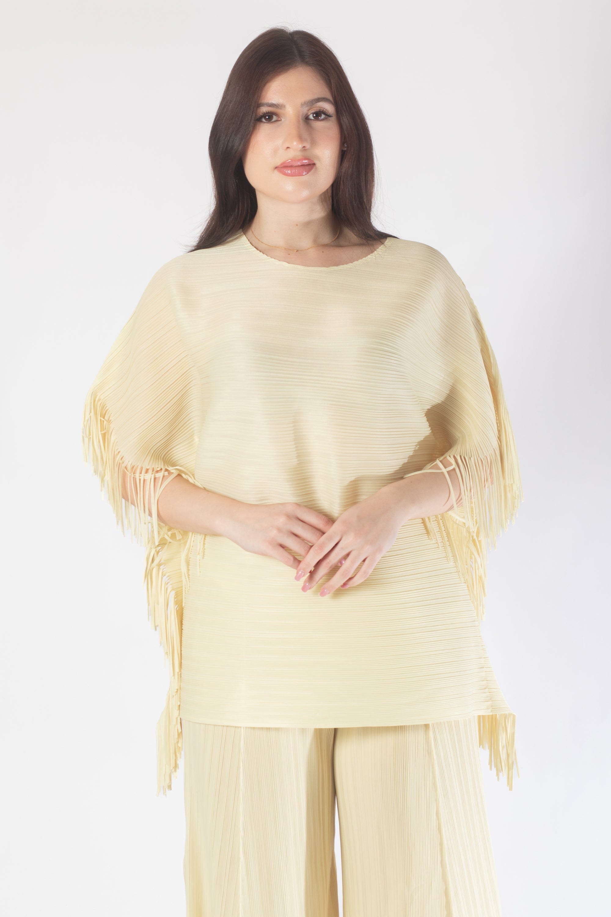 بلوزة بأكمام فراشة منقوشة واسعة نسائي