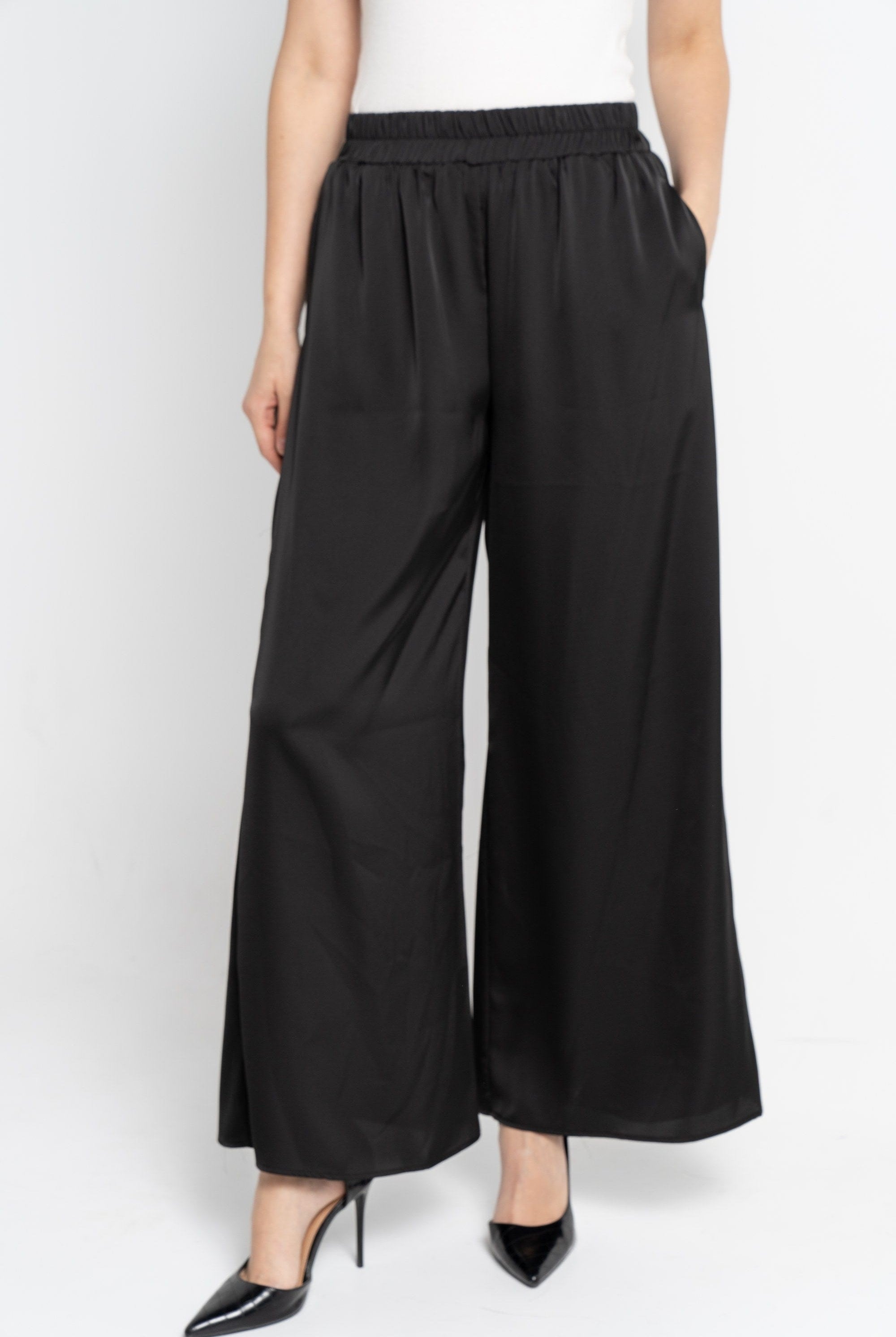 نتشي بنطلون طويل سادة خصر مطاطي نسائي