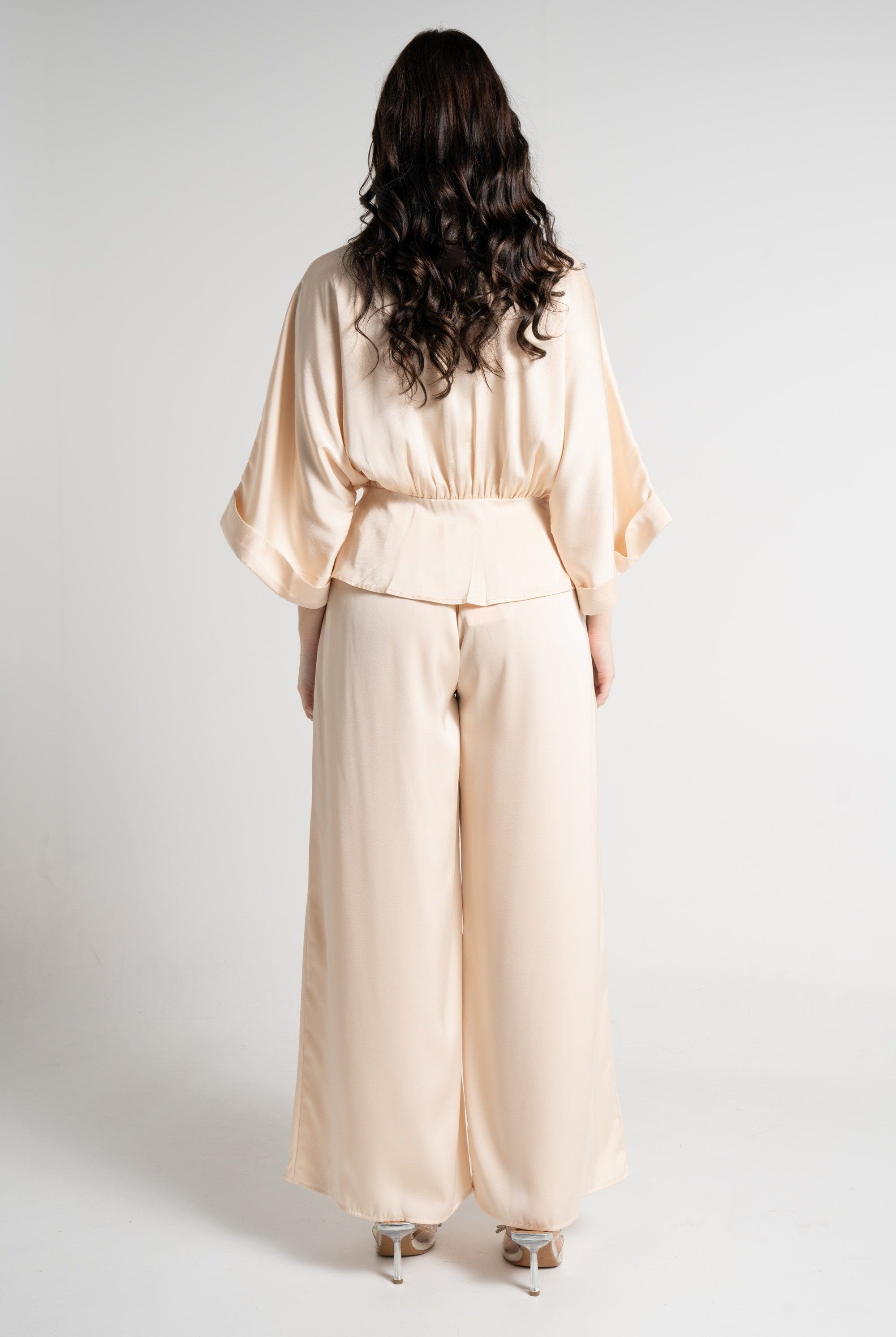 نتشي بنطلون طويل سادة خصر مطاطي نسائي