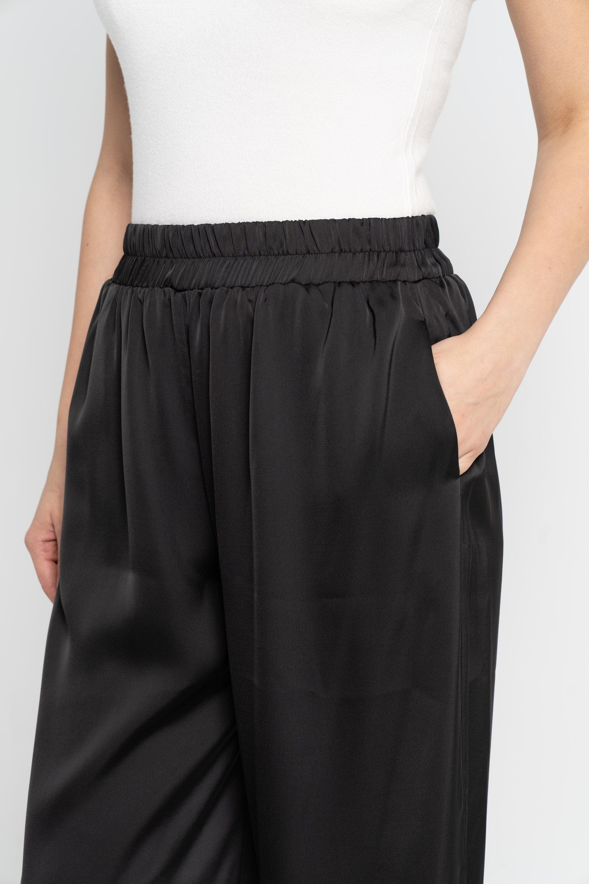 نتشي بنطلون طويل سادة خصر مطاطي نسائي