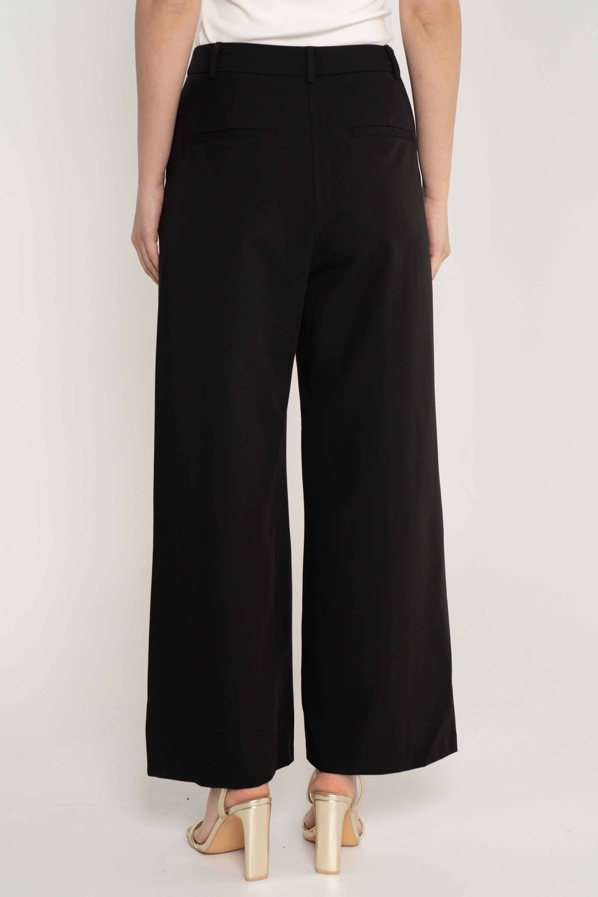 نتشي بنطلون سادة طويل واسع خصر مرتفع نسائي