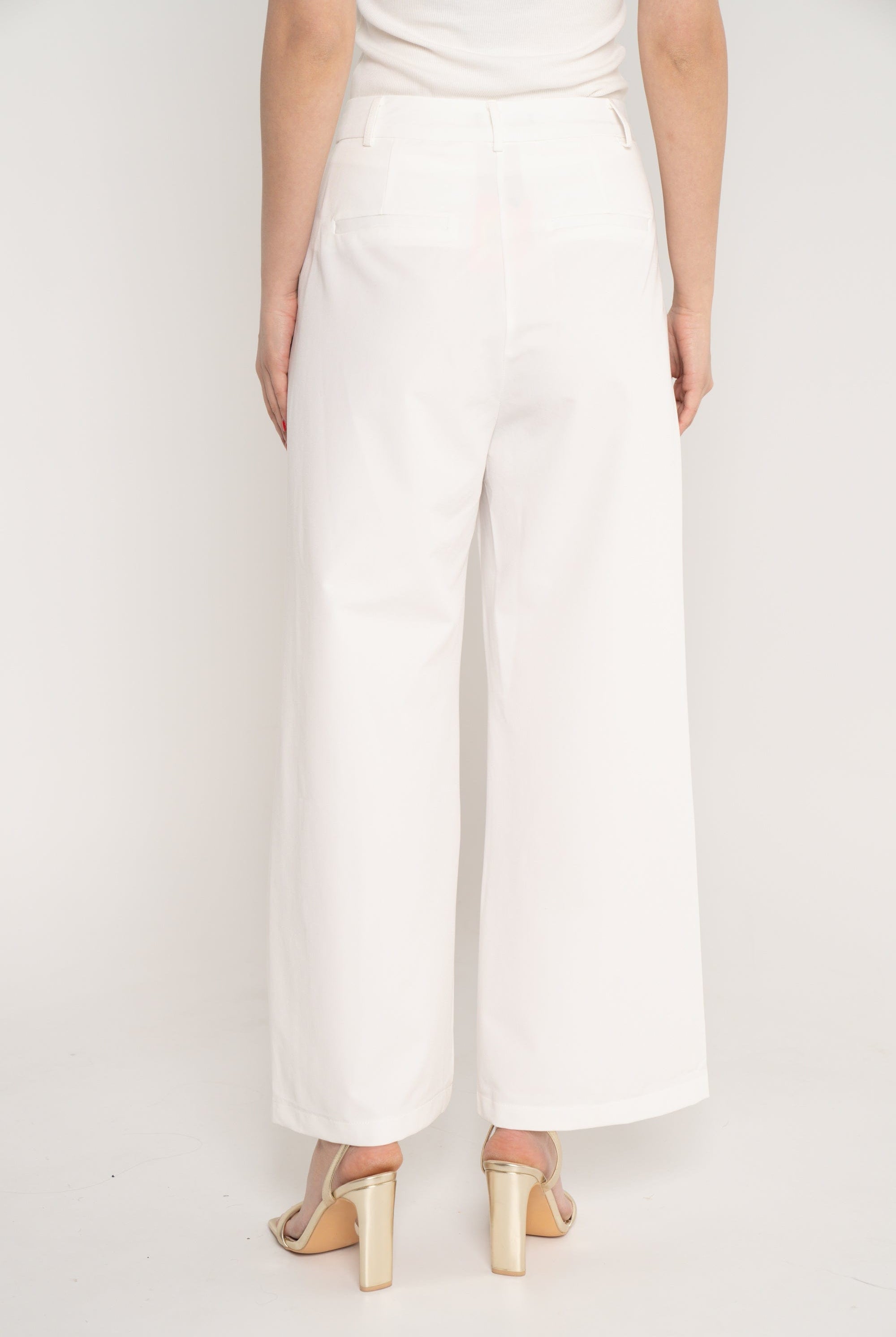 نتشي بنطلون سادة طويل واسع خصر مرتفع نسائي