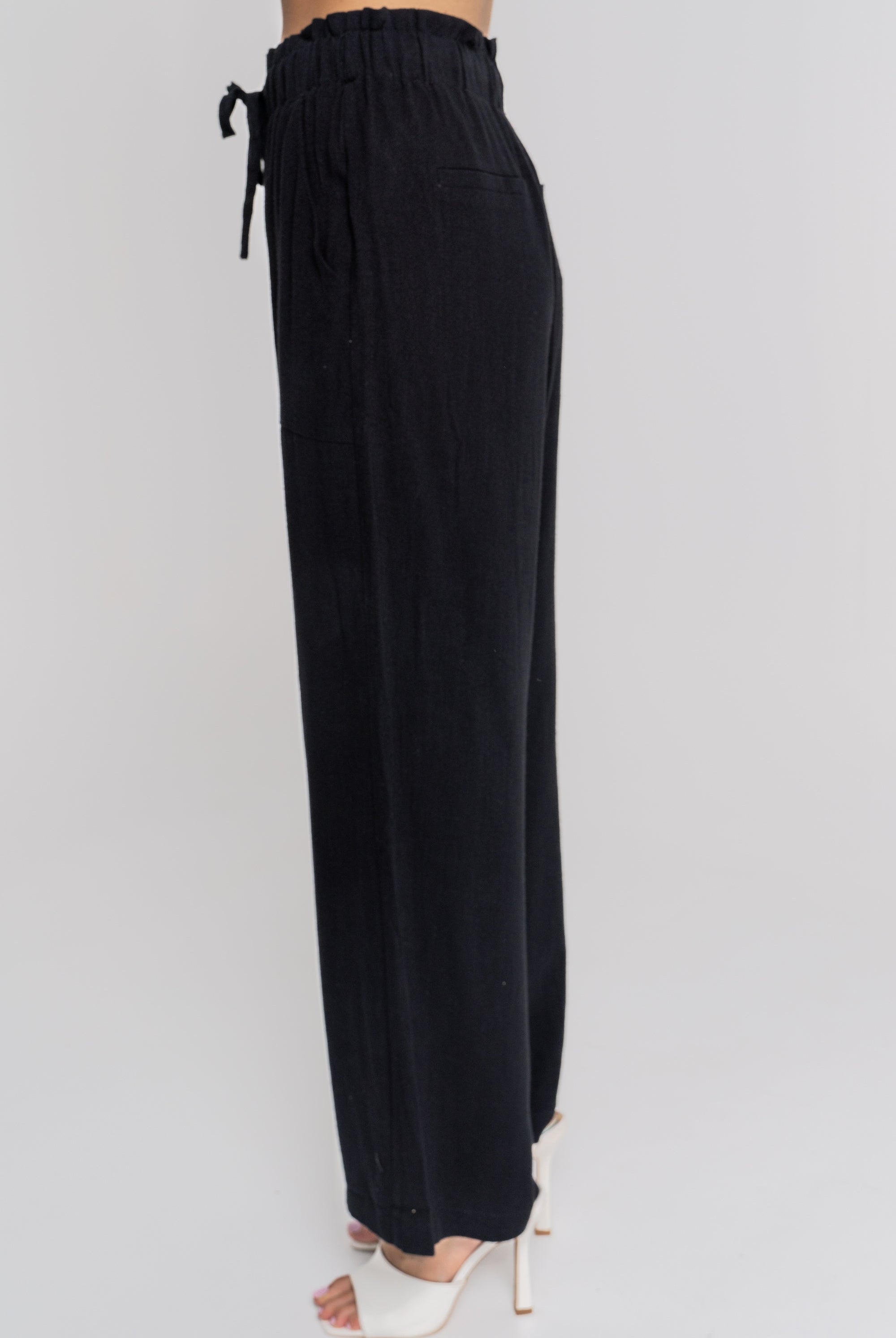 نتشي بنطلون طويل بجيوب بخصر مطاطي نسائي