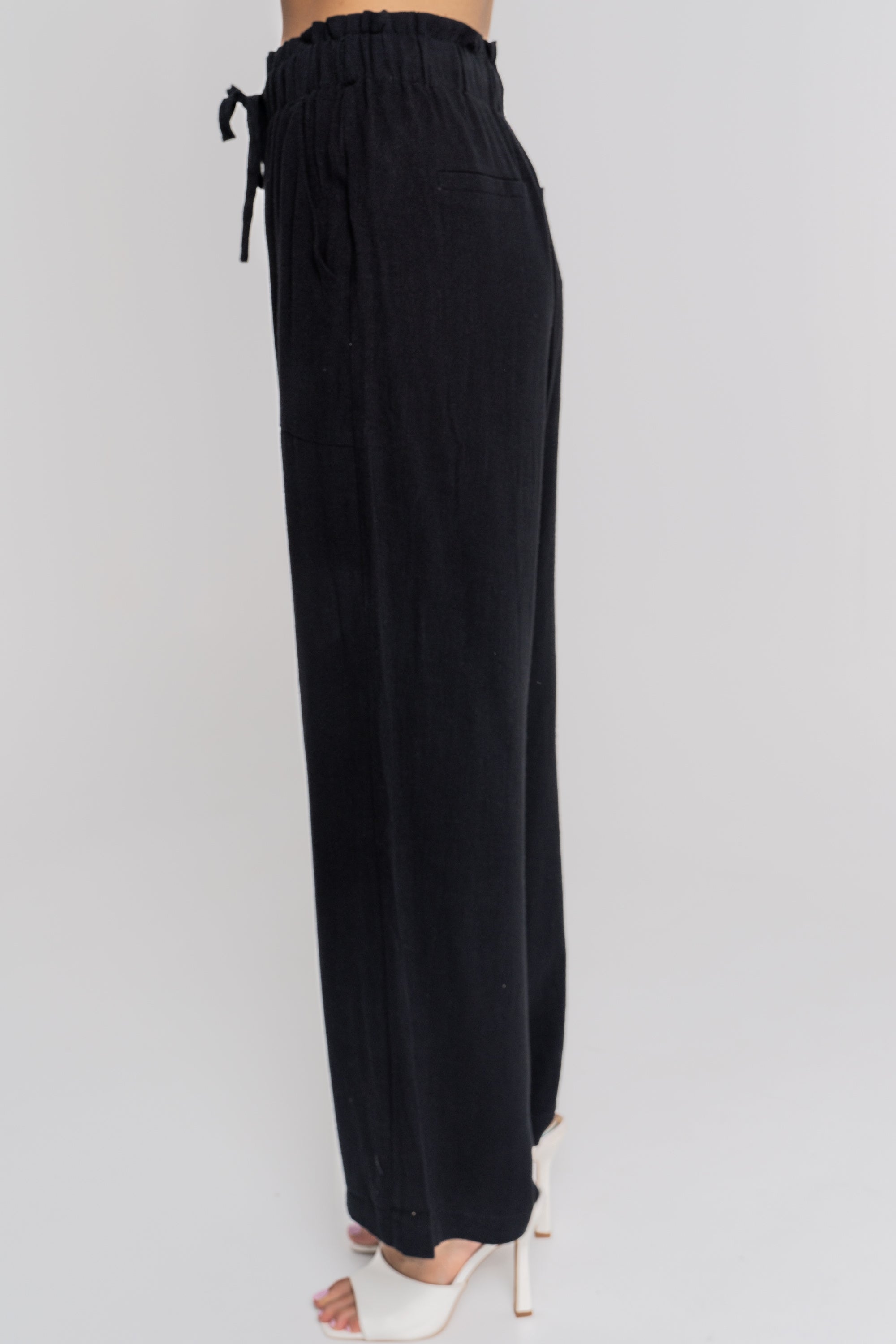 نتشي بنطلون طويل بجيوب بخصر مطاطي نسائي