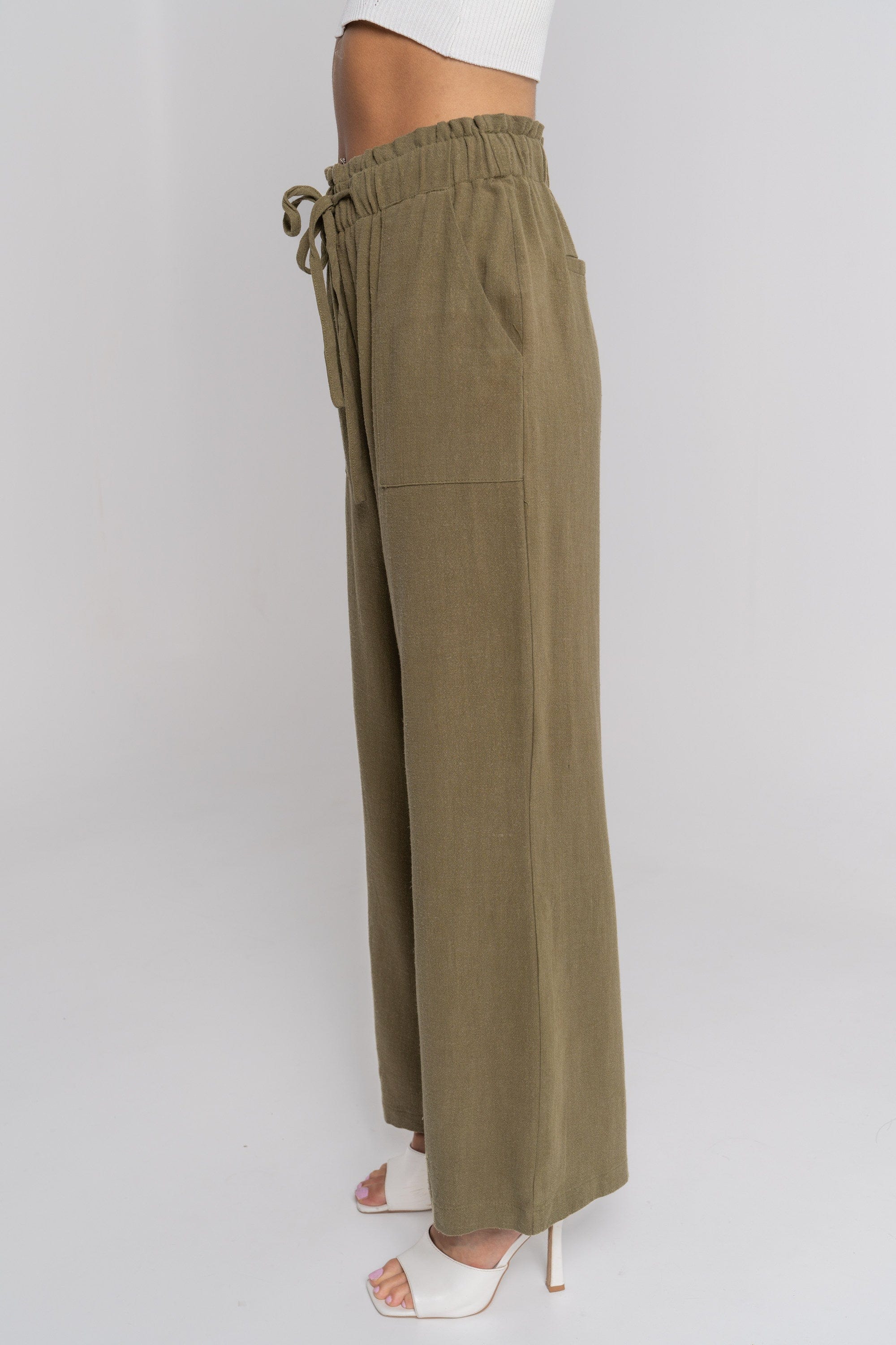 نتشي بنطلون طويل بجيوب بخصر مطاطي نسائي